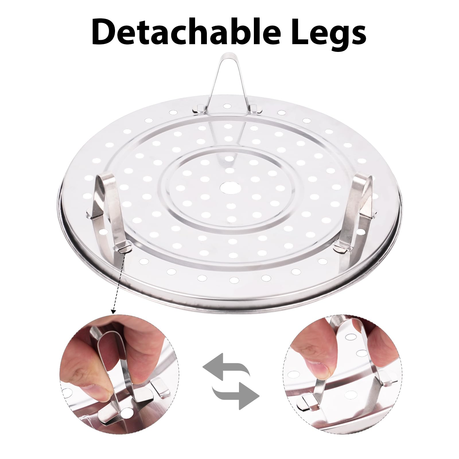 Premium Stainless Steel Steamer Rack - 9.45 Inch Tamale Steamer Basket with Removable Legs for Cooking Pots | Perfect for Tamales, Dumplings, Vegetables & Seafood