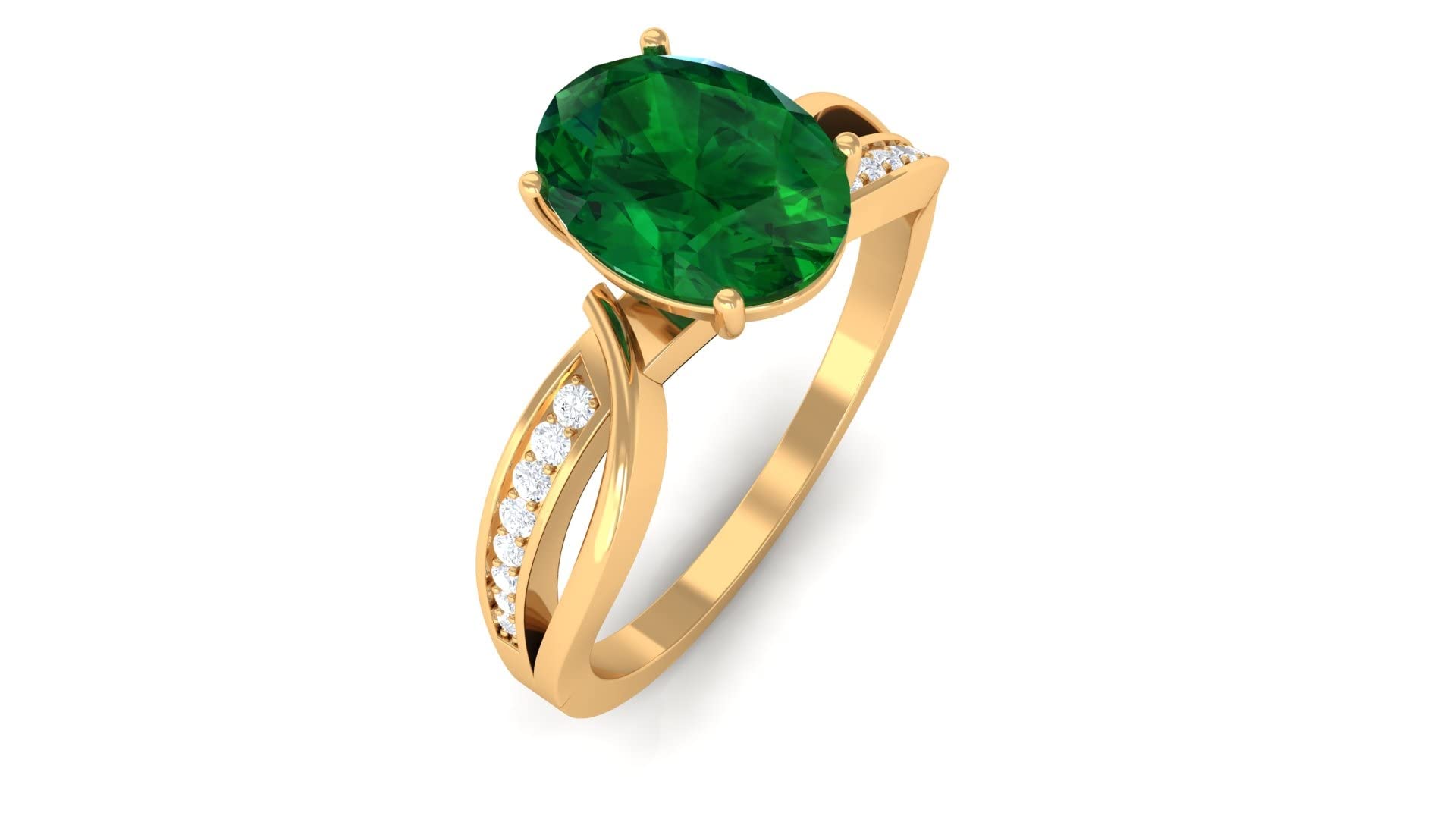 1.50 CT Lab-Created Emerald & Moissanite Solitaire Engagement Ring in 14K Solid Gold, Basket Set with Split Shank Design - Perfect for Proposals, Anniversaries, and Special Occasions