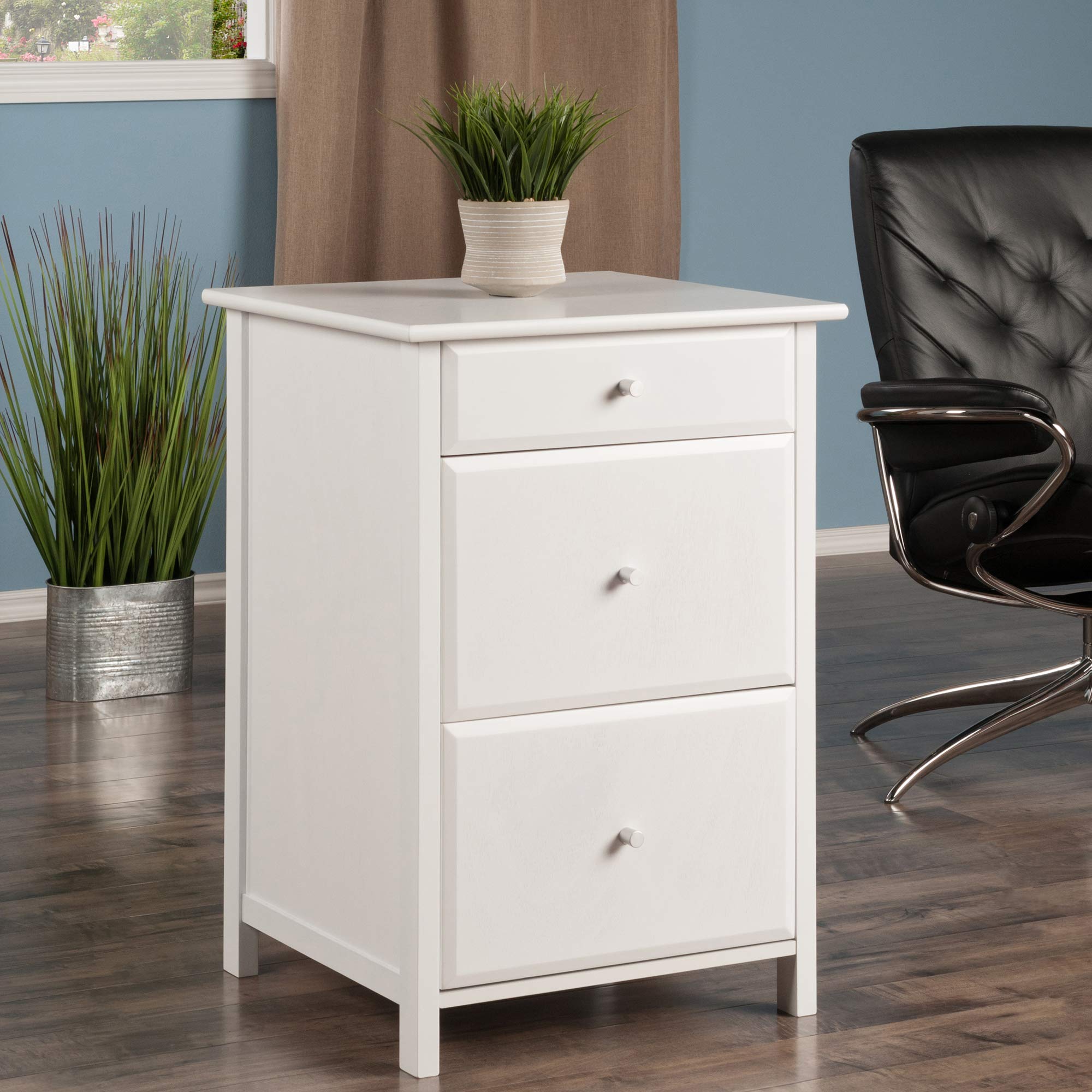 Winsome Delta File Cabinet, White - 2-Drawer Letter Size Home Office Storage for Documents & Folders - Perfect for Organizing Files in Home Office, Study, or Workspace