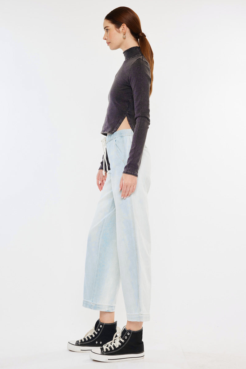Annalise Mid Rise Wide Leg Pants for Women - Comfortable High Waisted Trousers with Elastic Waistband | Perfect for Office, Casual Wear & Travel