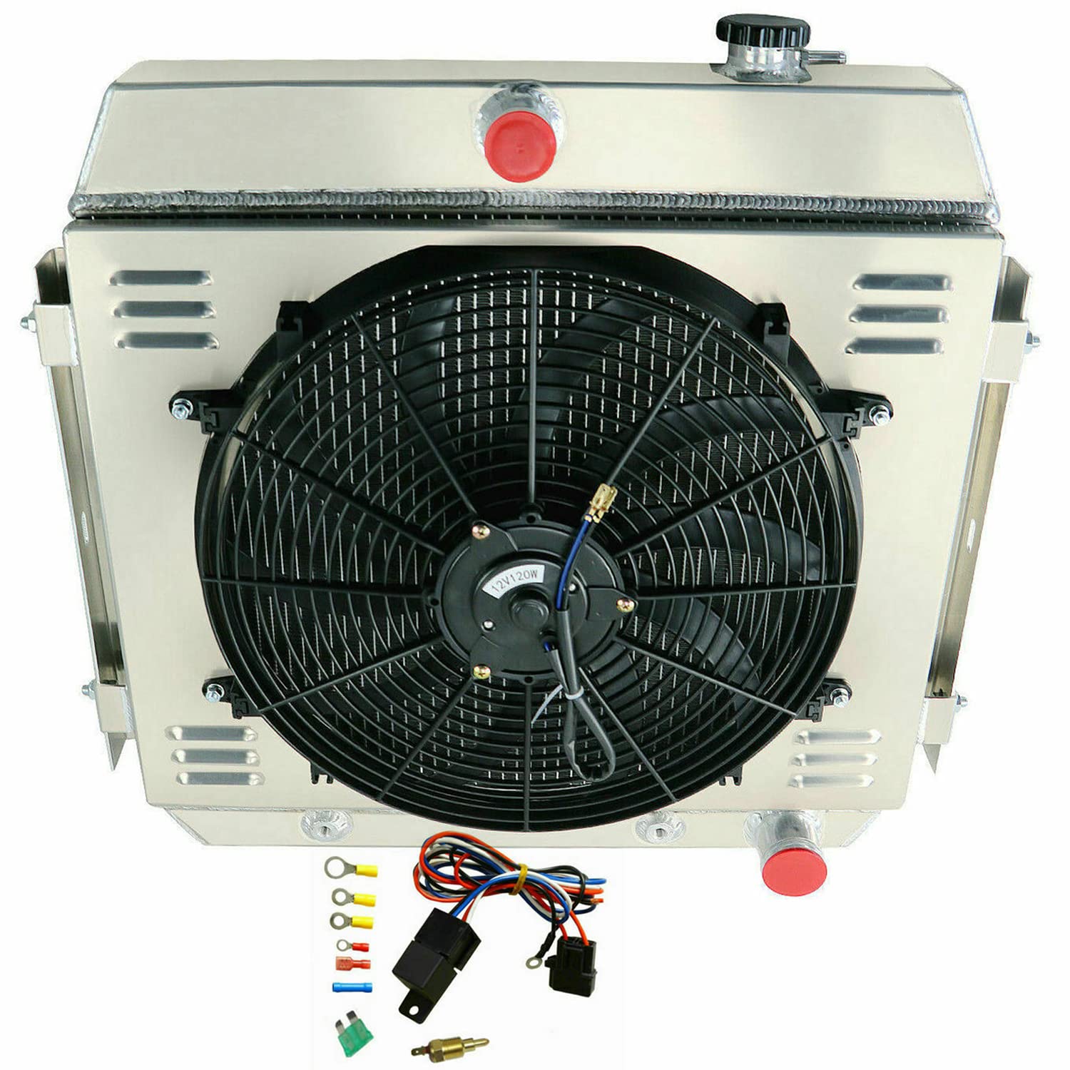1955-1957 Chevy Bel Air Aluminum Radiator - 3 Row Cooling System with 16