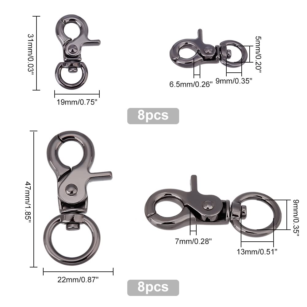 PandaHall 16Pcs Metal Lobster Claw Clasps 1.2