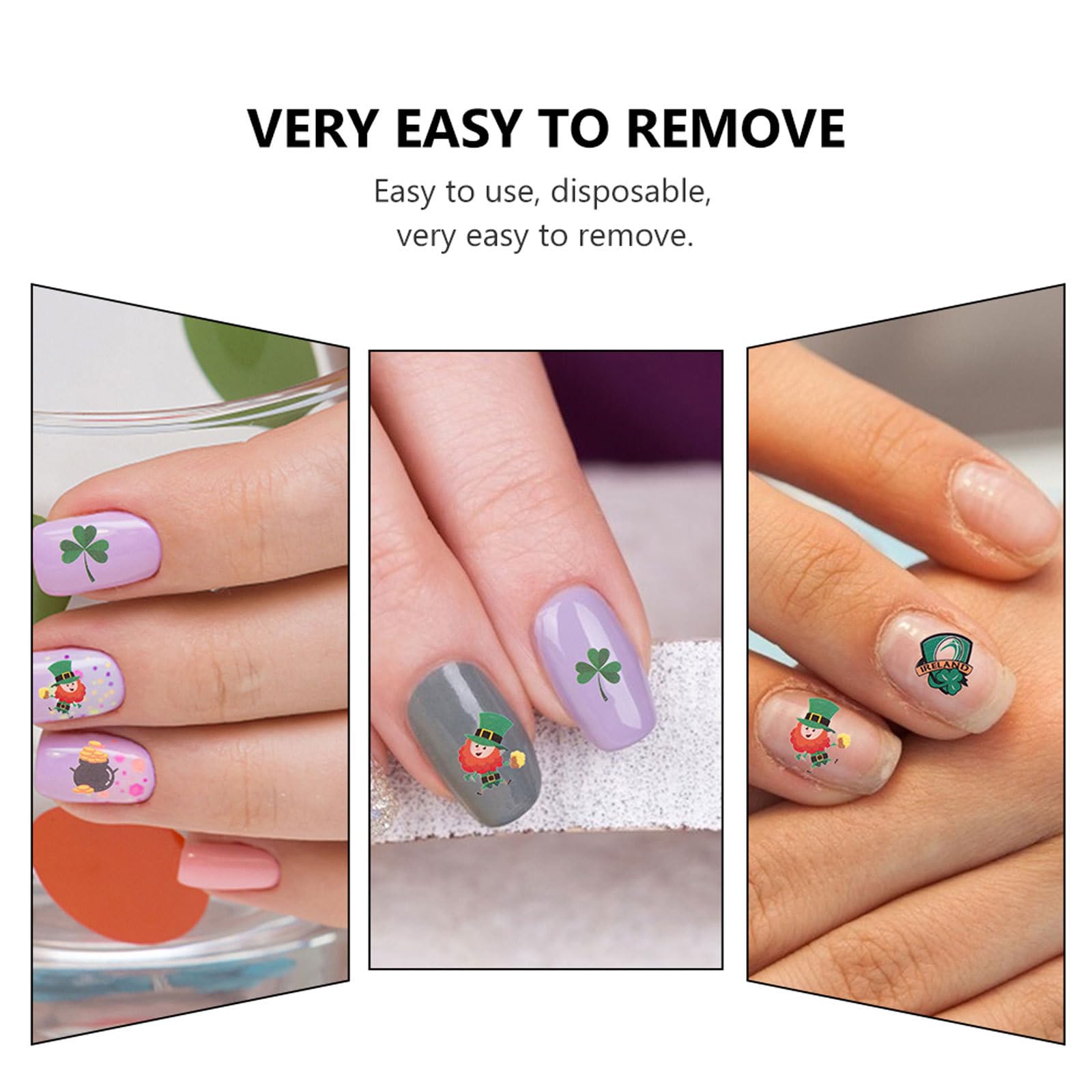 Uonlytech 10 Sheets St. Patrick's Day Nail Stickers - Green Nail Art Decals, Self-Adhesive Nail Tips for Manicure, Women & Kids (Perfect for DIY Nail Art, Parties & Festive Celebrations)