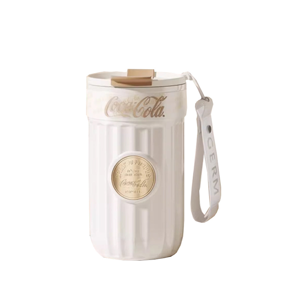 GERM x Coca Cola Classic 500ml Insulated Travel Mug - White | Leak-Proof Stainless Steel Coffee Tumbler for Commuting, Office & Outdoor Activities