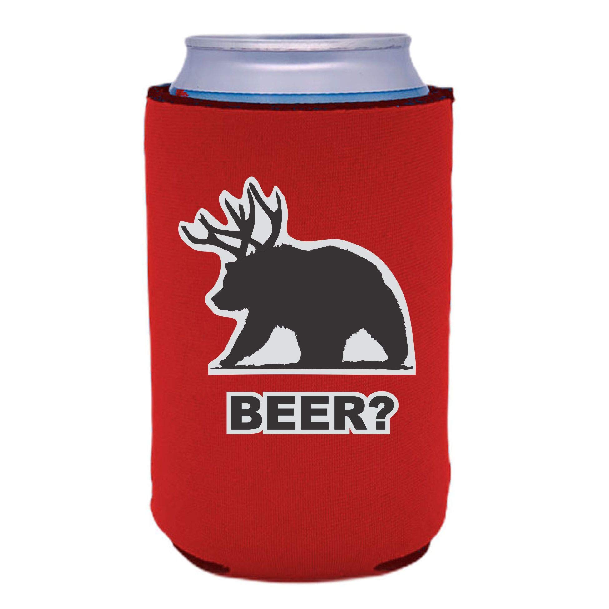 Beer Bear Collapsible Can Cooler - Insulated Red Collapsible Beer Can Holder for Camping, Picnics & Outdoor Parties
