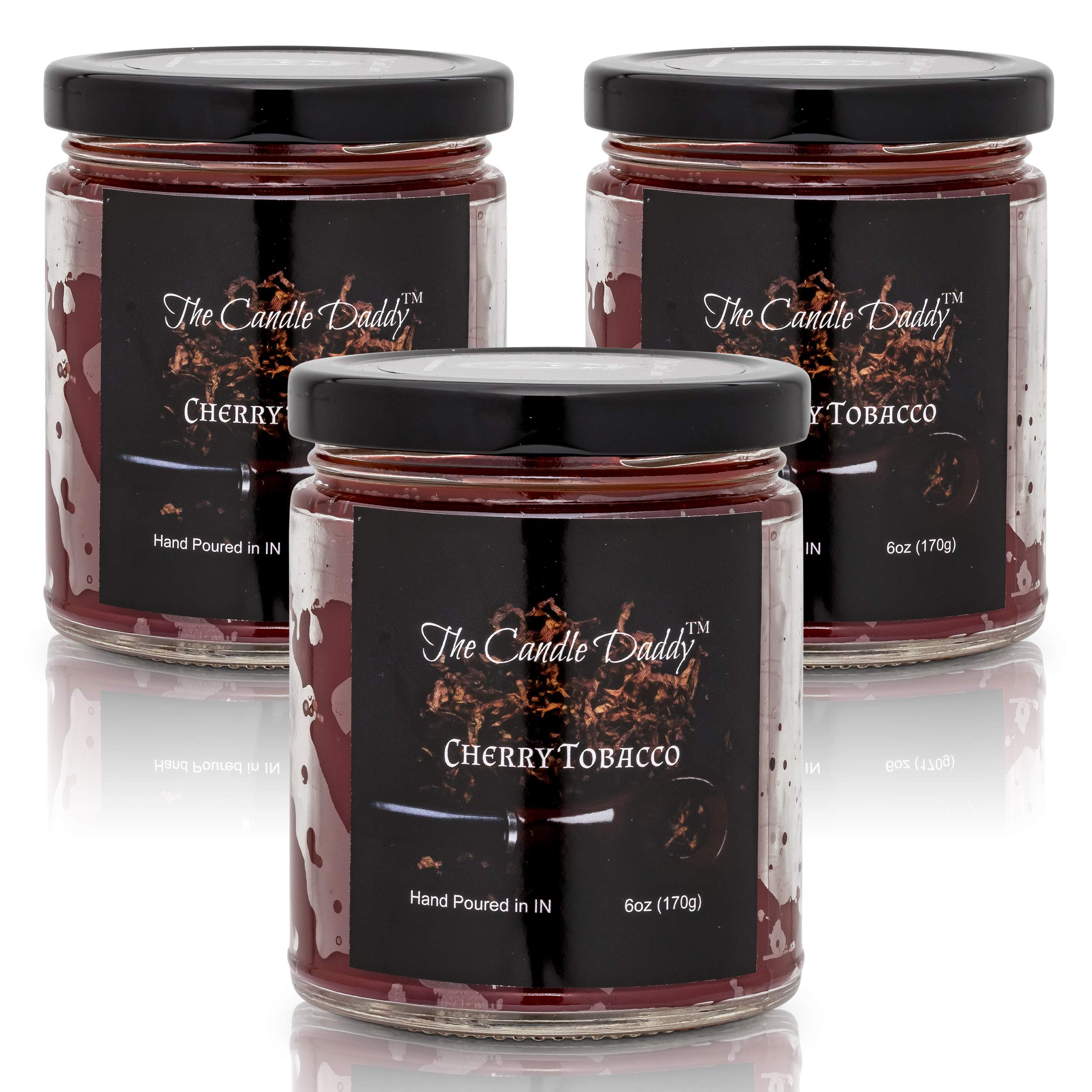 3 Pack Cherry Tobacco Scented Candles - 6 oz Each, Long-Lasting Aroma for Home, Office & Relaxation - Perfect for Gifts, Romantic Dinners & Spa Nights