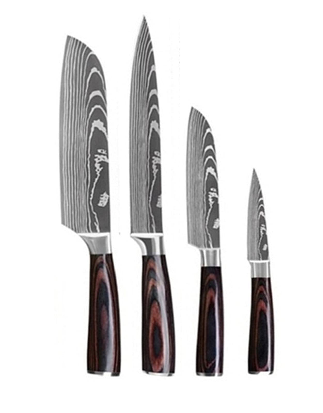 Premium Japanese Chef Knife Set - 4-Piece Stainless Steel 440A Kitchen Knives (3.5-8 Inch) with Gift Box - Perfect for Sushi, Meat Cutting & Professional Cooking