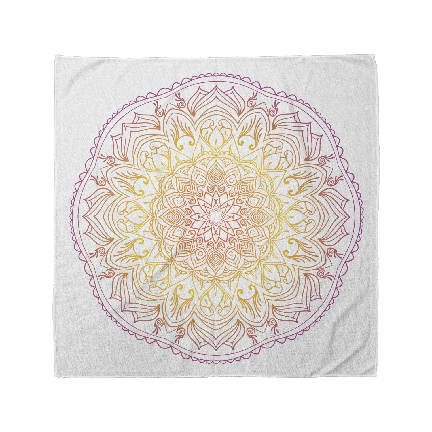 Ambesonne Rainbow Mandala Unisex Bandana - Ombre Colorful Art Scarf in Orange, Violet & Yellow | Yoga, Festival, Outdoor & Fashion Accessory
