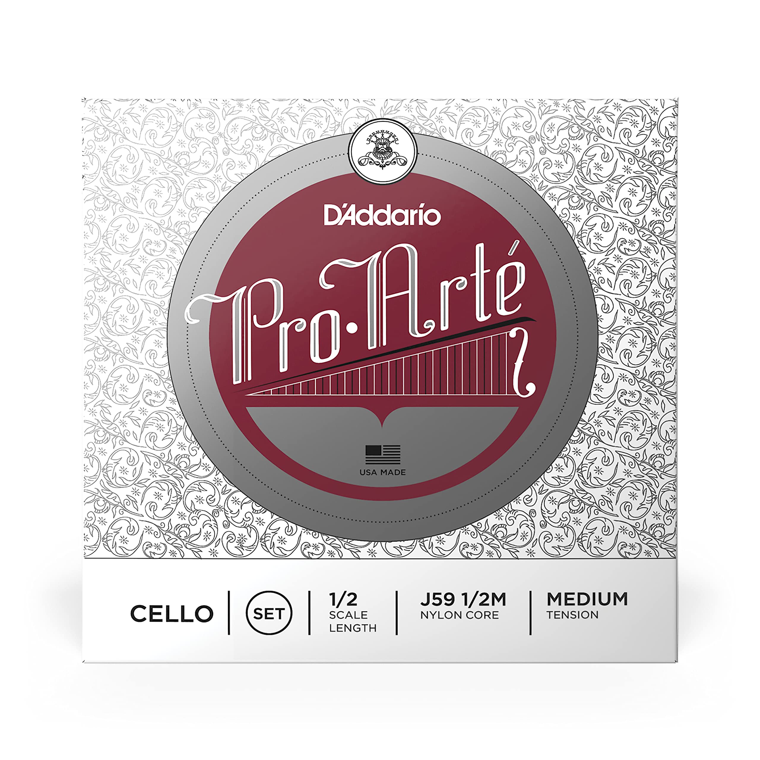D'Addario Pro-Arte Cello Strings Set - 1/2 Scale Medium Tension for Student & Professional Cellists - Perfect for Classical & Orchestral Performances