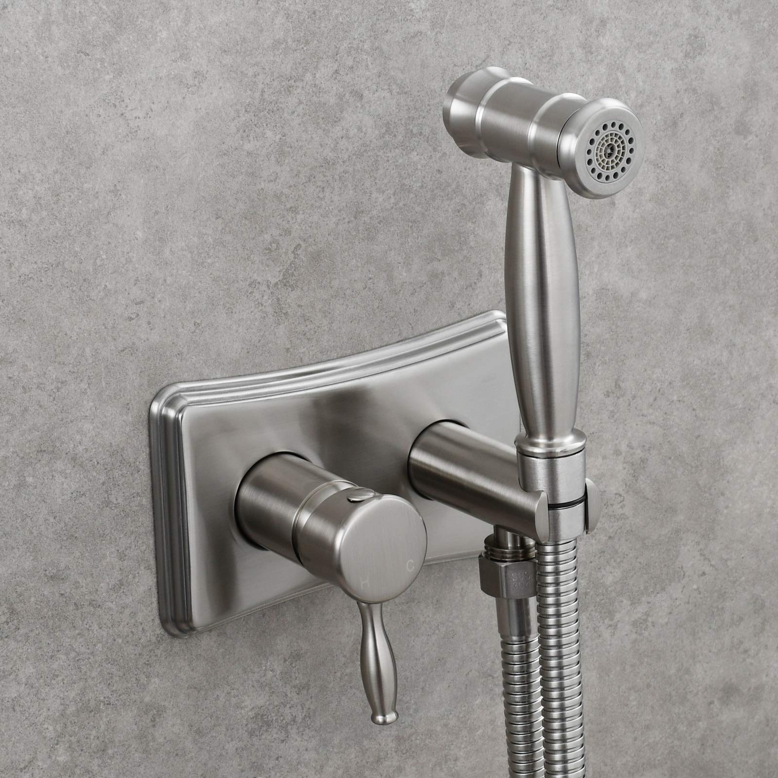 Stainless Steel Handheld Bidet Sprayer Kit for Toilet - Hot & Cold Water Diaper Sprayer - Brushed Nickel Shattaf Bathroom Attachment (WS035F) - Perfect for Baby Care, Hygiene Cleaning & Modern Bathrooms