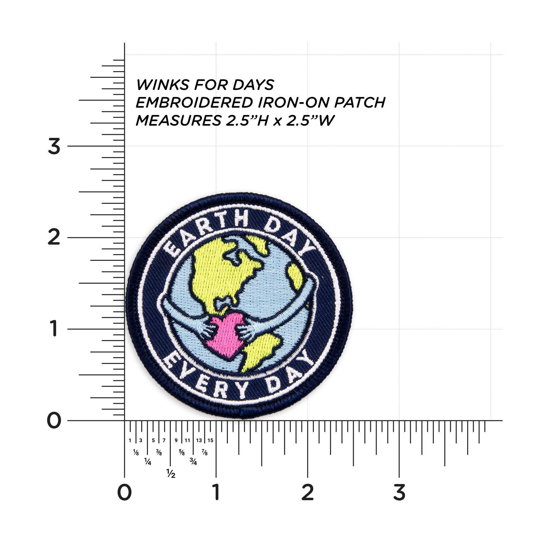 Eco-Friendly Earth Day Iron-On Patch - Winks For Days Embroidered Applique for Jackets, Bags & DIY Crafts | Sustainable Fashion Accessory