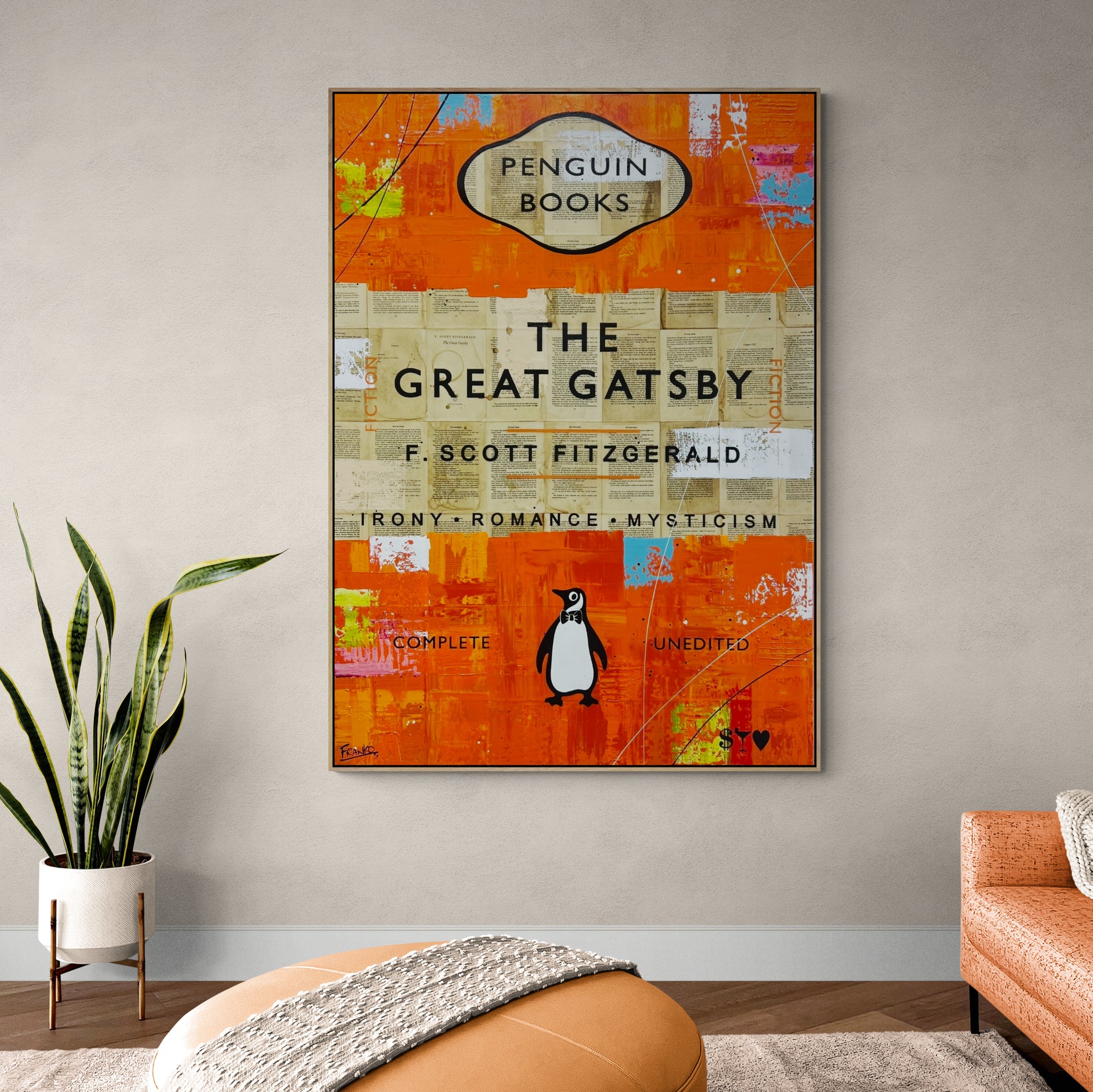 Gatsby Unedited 140cm x 100cm Urban Pop Art Canvas Painting - Perfect for Book Club Decor, Living Room Wall Art & Modern Home Office