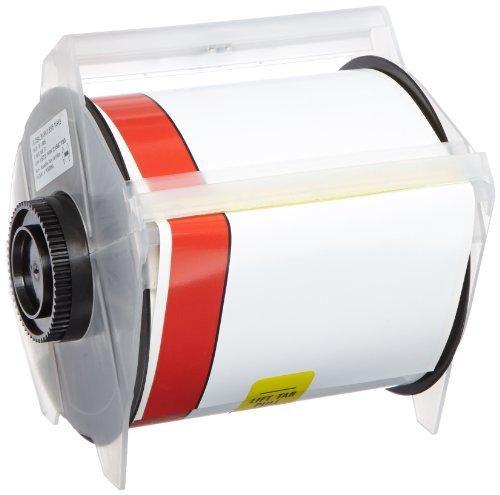 Brady 115775 Permanent Adhesive Vinyl Film Label Tape - White/Red, 4
