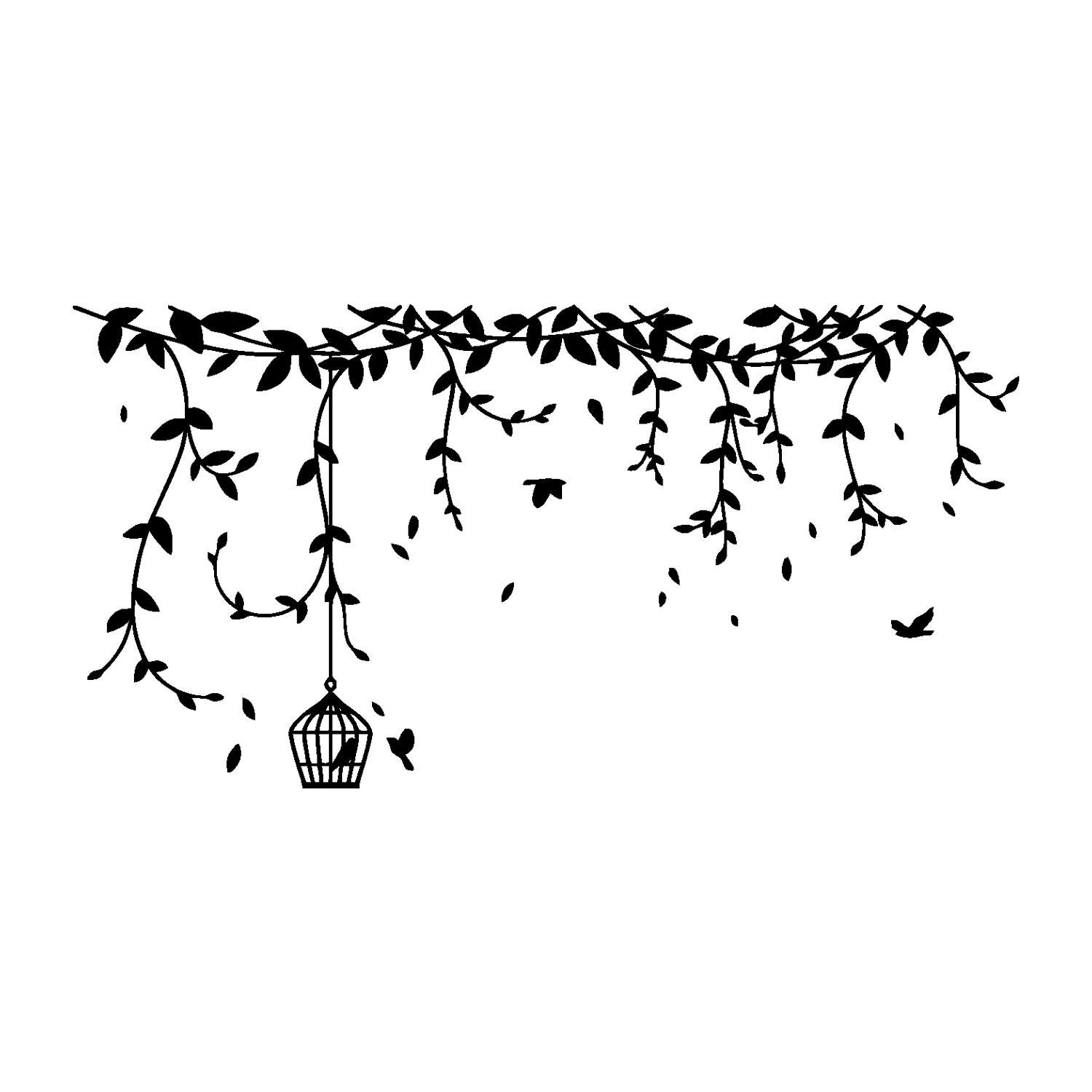 Bird Cage Branches Wall Sticker - Nature-Themed Vinyl Decal for Home, Barbershop & Beauty Studio Decor - Custom Color Wall Art (38x70 inches) - Perfect for Nursery, Living Room & Salon Wall Decoration