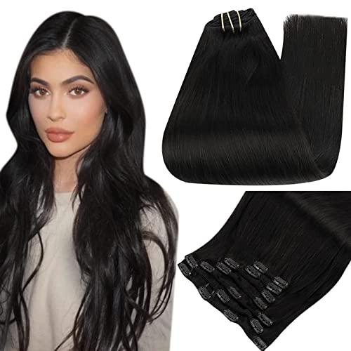 10 Inch Jet Black Clip-In Hair Extensions - 100% Real Human Remy Hair, 7Pcs 100g - Invisible & Natural for Short Hair - Perfect for Black Women - Great for Daily Wear, Parties & Special Occasions