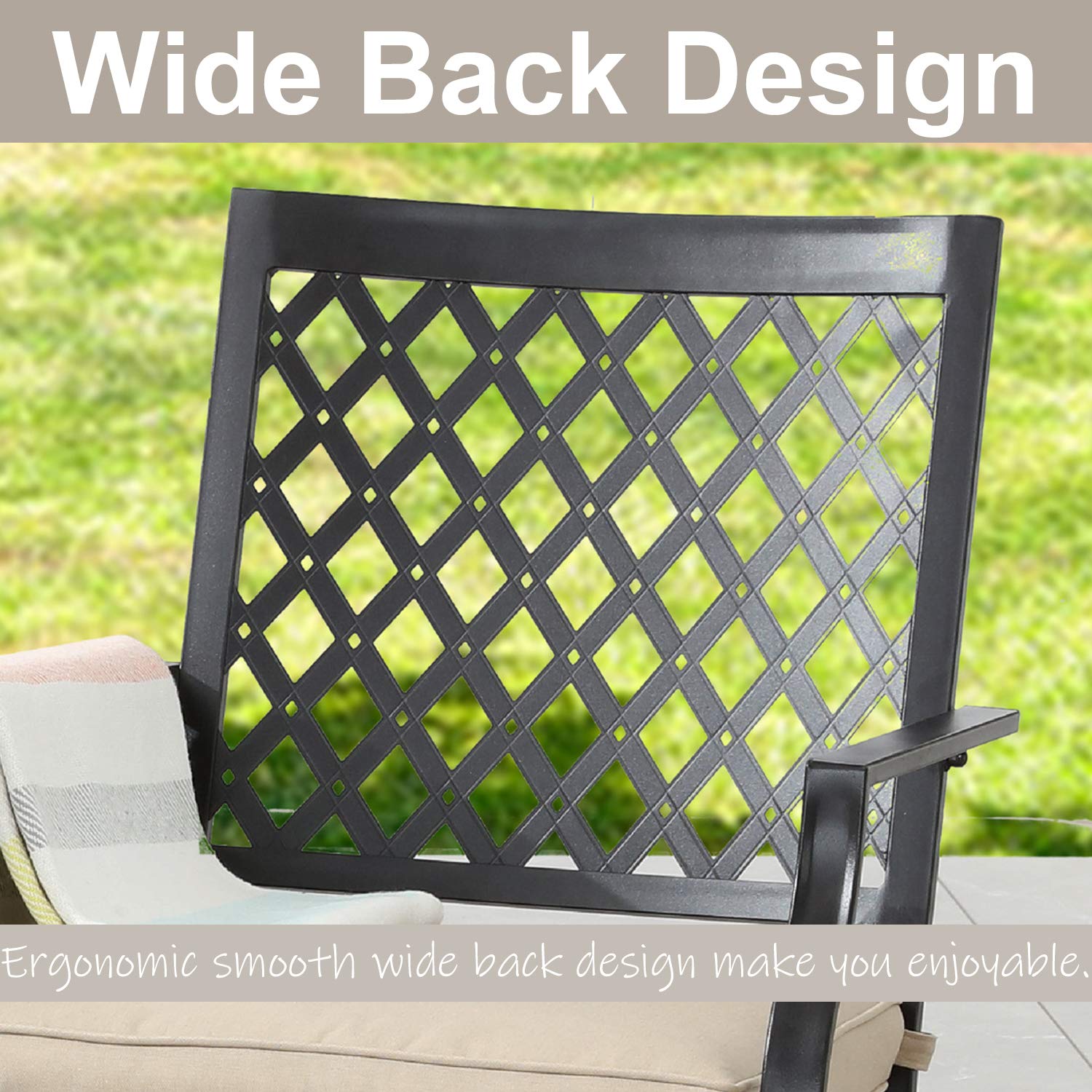 Premium Outdoor Swivel Rocking Chairs - Patio Lounge Bistro Set with Metal Frame, Comfortable Armrests - Perfect for Garden, Backyard, Poolside Relaxation (Set of 2, Beige)
