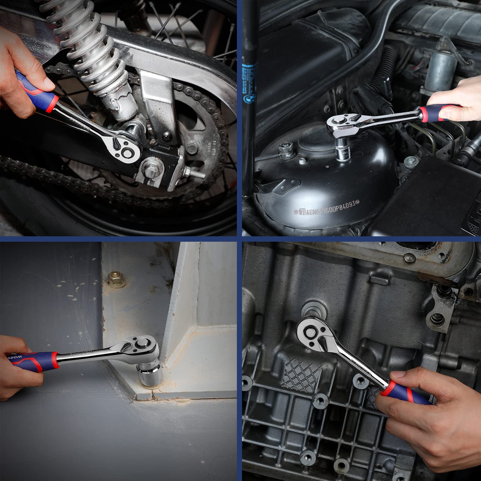 WORKPRO 3-Piece Ratchet Wrench Set - 1/4