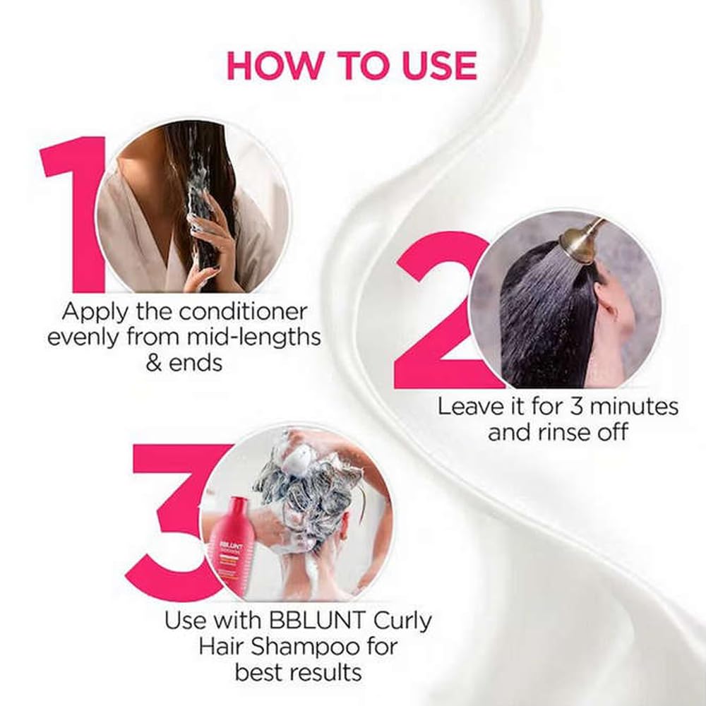 BBLUNT Curly Hair Conditioner with Coconut Water & Jojoba Oil - 250g | Hydrating & Frizz Control for Curly Hair | Perfect for Daily Use & Salon-Quality Results