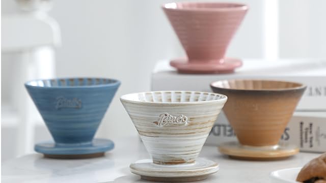 Bincoo Ceramic V60 Pour Over Coffee Dripper Size 01 - Manual Brew Cone for 1-2 Cups, Perfect for Home Baristas & Coffee Lovers (Pink) | Ideal for Morning Brews, Office Use & Thoughtful Gifts