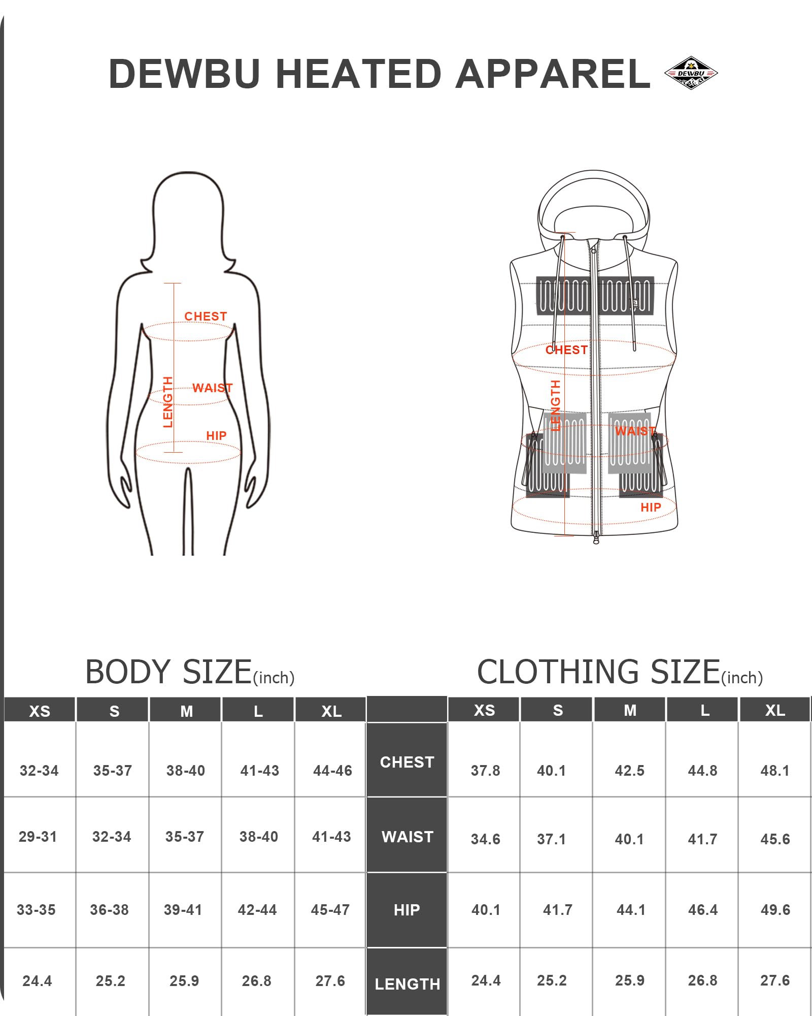 DEWBU Women's Heated Vest with 12V Battery Pack - Lightweight Winter Jacket with Multiple Power Options (USB/Car Adapter) for Outdoor Activities, Hiking, Camping & Cold Weather Commuting