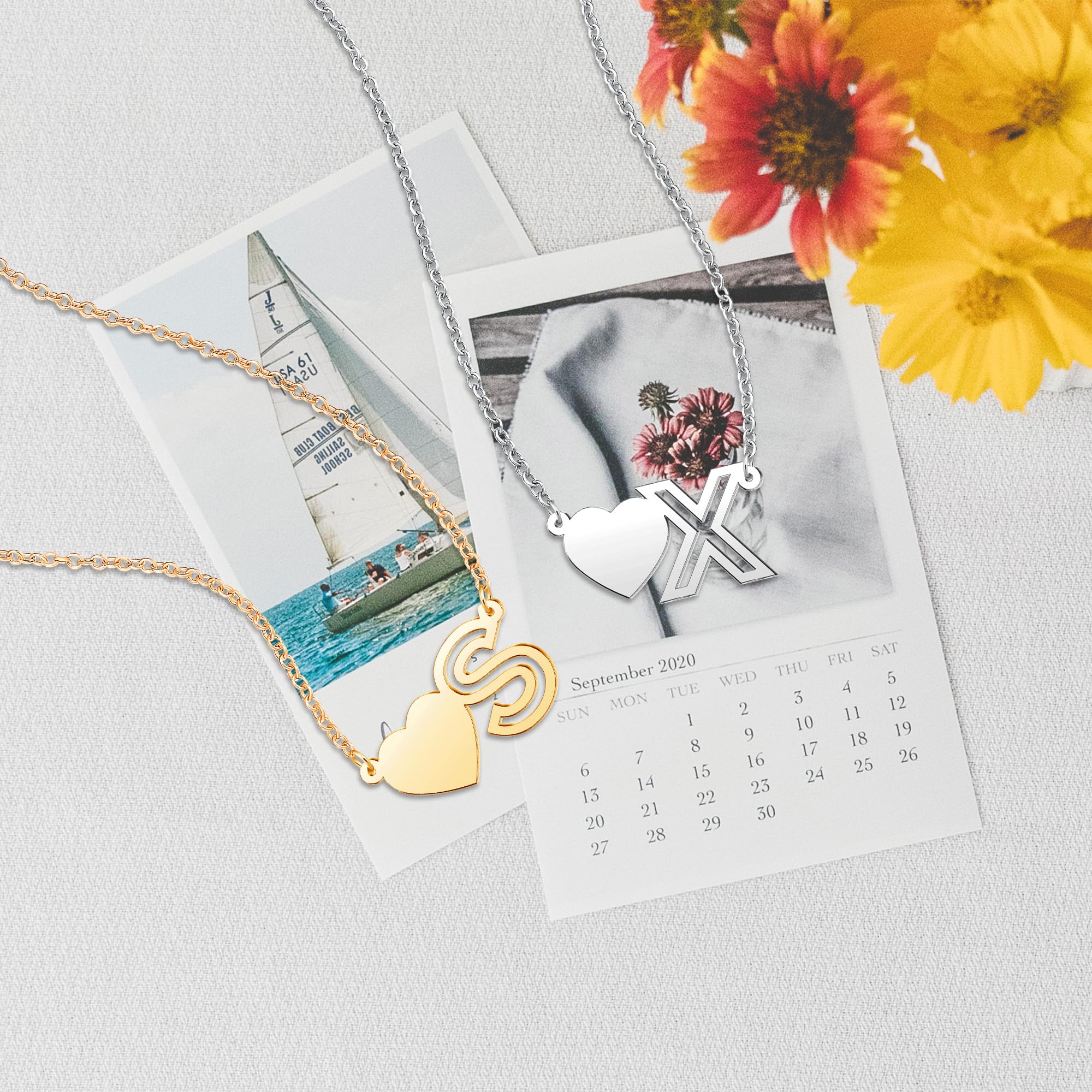 Personalized Initial Necklaces for Women - Dainty Gold Letter Heart Pendant Necklace, 14K Gold Plated Custom Name Choker for Teens & Girls | Perfect Gift for Birthday, Anniversary & Valentine's Day