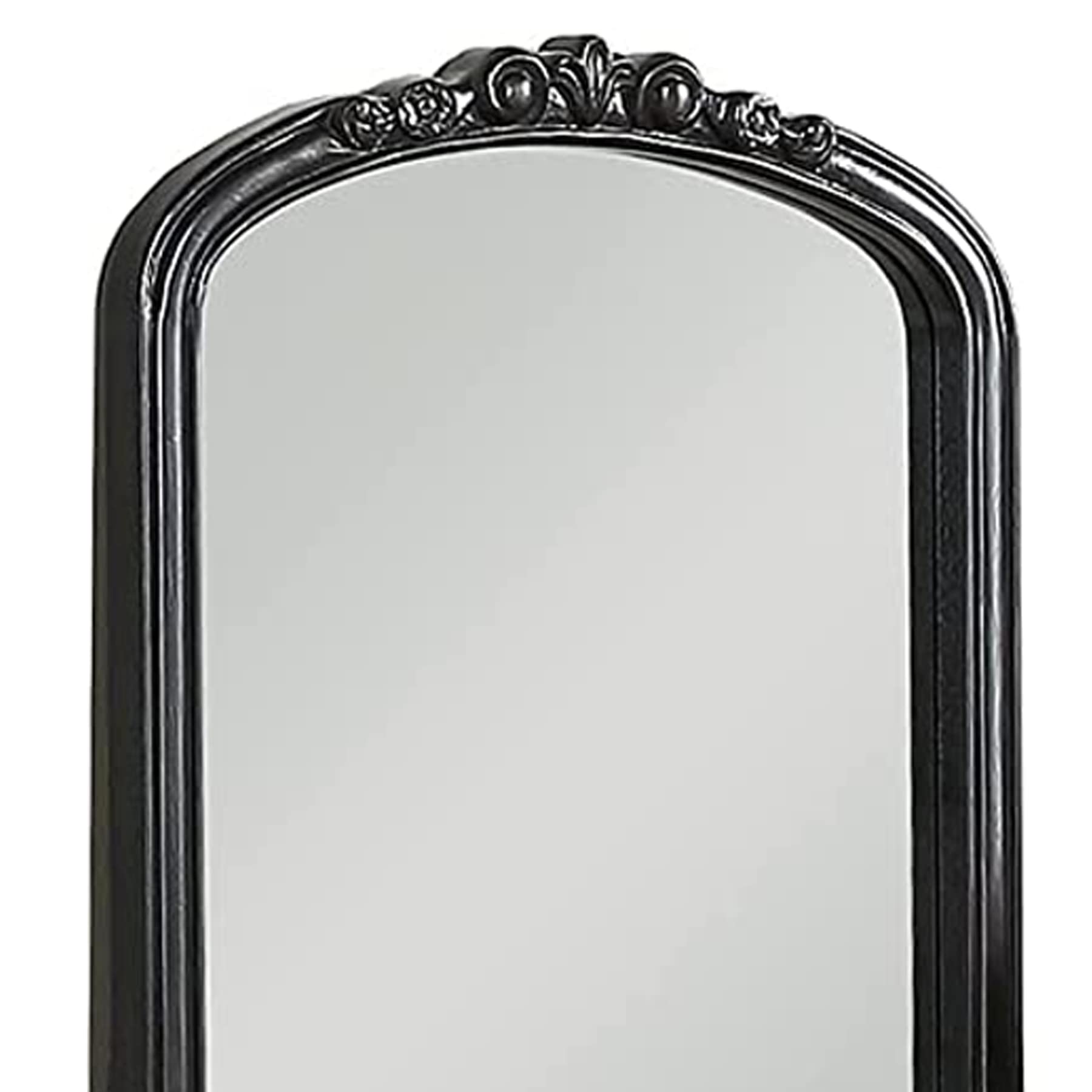 Benjara 3-Piece Vanity Set with Carved Mirror & Turned Legs - Black Bathroom Furniture for Makeup Dressing Table | Perfect for Bedroom, Bathroom & Boudoir Decor