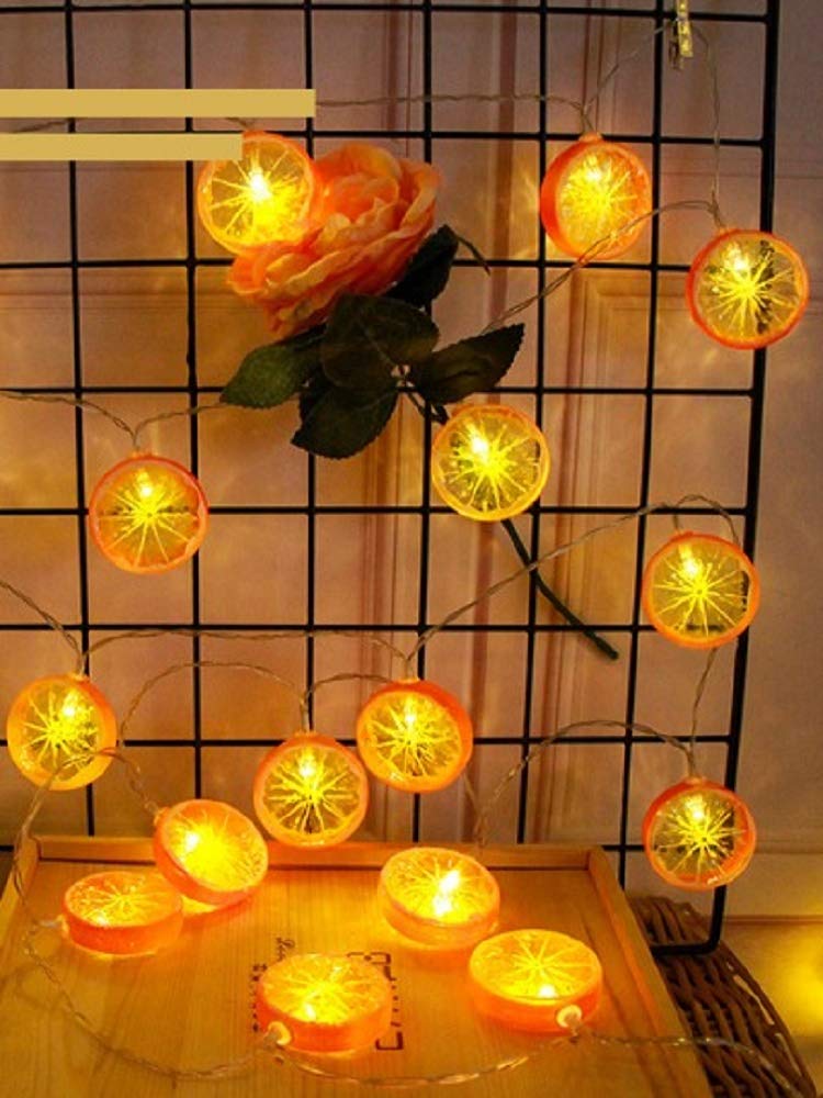 Orange Lemon Fairy String Lights - 20 LED Battery Operated Warm Twinkle Lights for Kitchen, Party, Wedding, Festival & Home Decor - 9.8ft Hanging Decorative Lights - Perfect for Bedroom, Garden, Patio and Outdoor Decorations