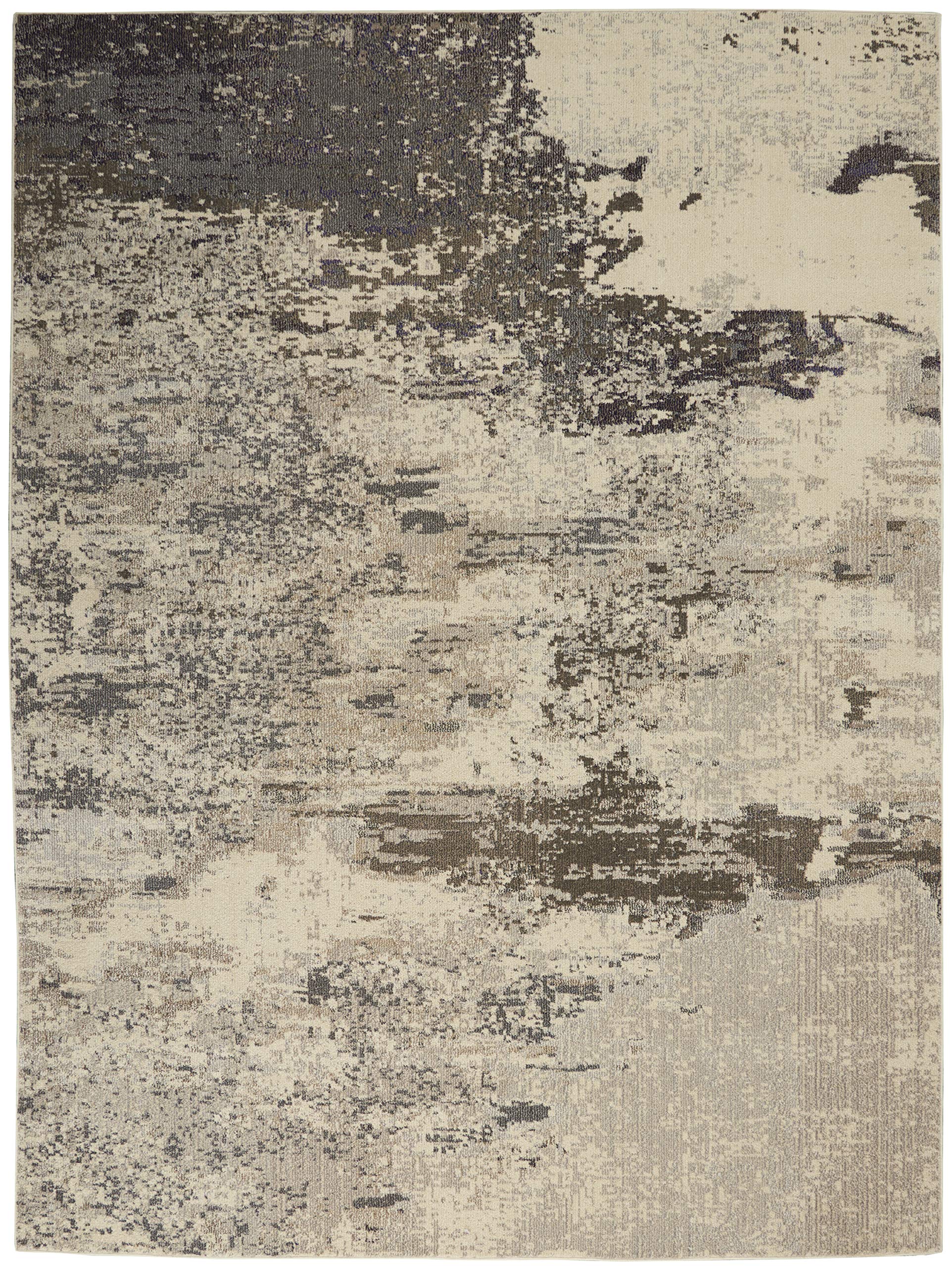Nourison Celestial Modern Abstract Ivory/Grey 9' x 12' Area Rug - Easy to Clean, Non-Shedding, Stain Resistant for Bedroom, Living Room, Dining Room & Kitchen | Perfect for Home Decor, Office & High Traffic Areas (9x12)