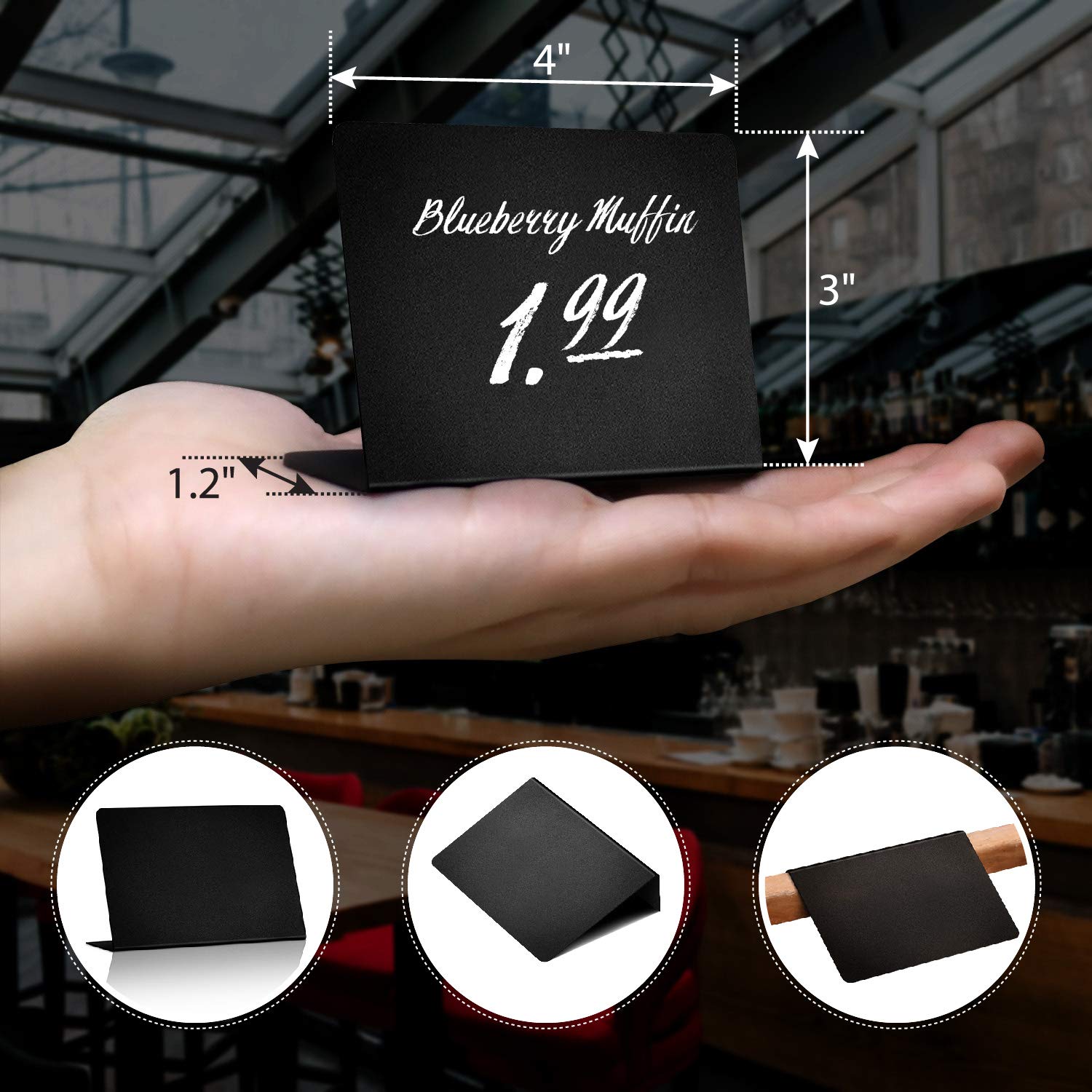 20 Pack Mini Chalkboard Food Signs - Small Black Chalkboard Labels for Party Buffet, Wedding, Restaurant Display - Reusable Table Food Markers - Perfect for Catering, Dessert Tables & Coffee Shop Menus