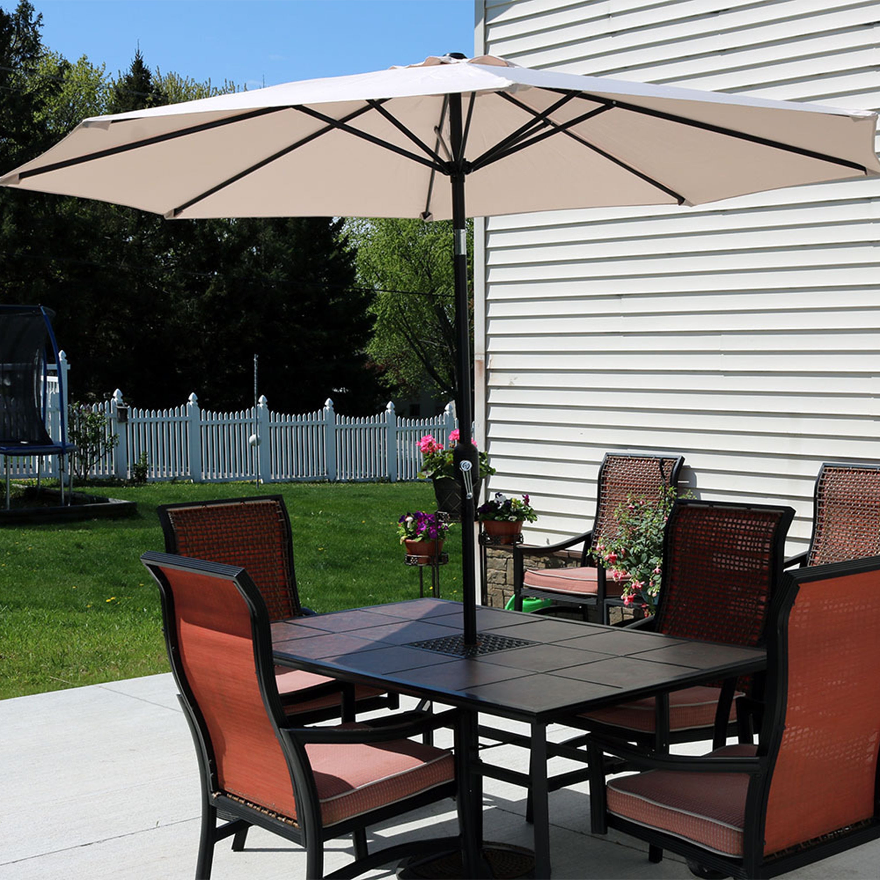 Sunnydaze 9-Foot Aluminum Outdoor Patio Umbrella with Tilt & Crank - Perfect for Poolside, Backyard, Deck, and Garden Shade