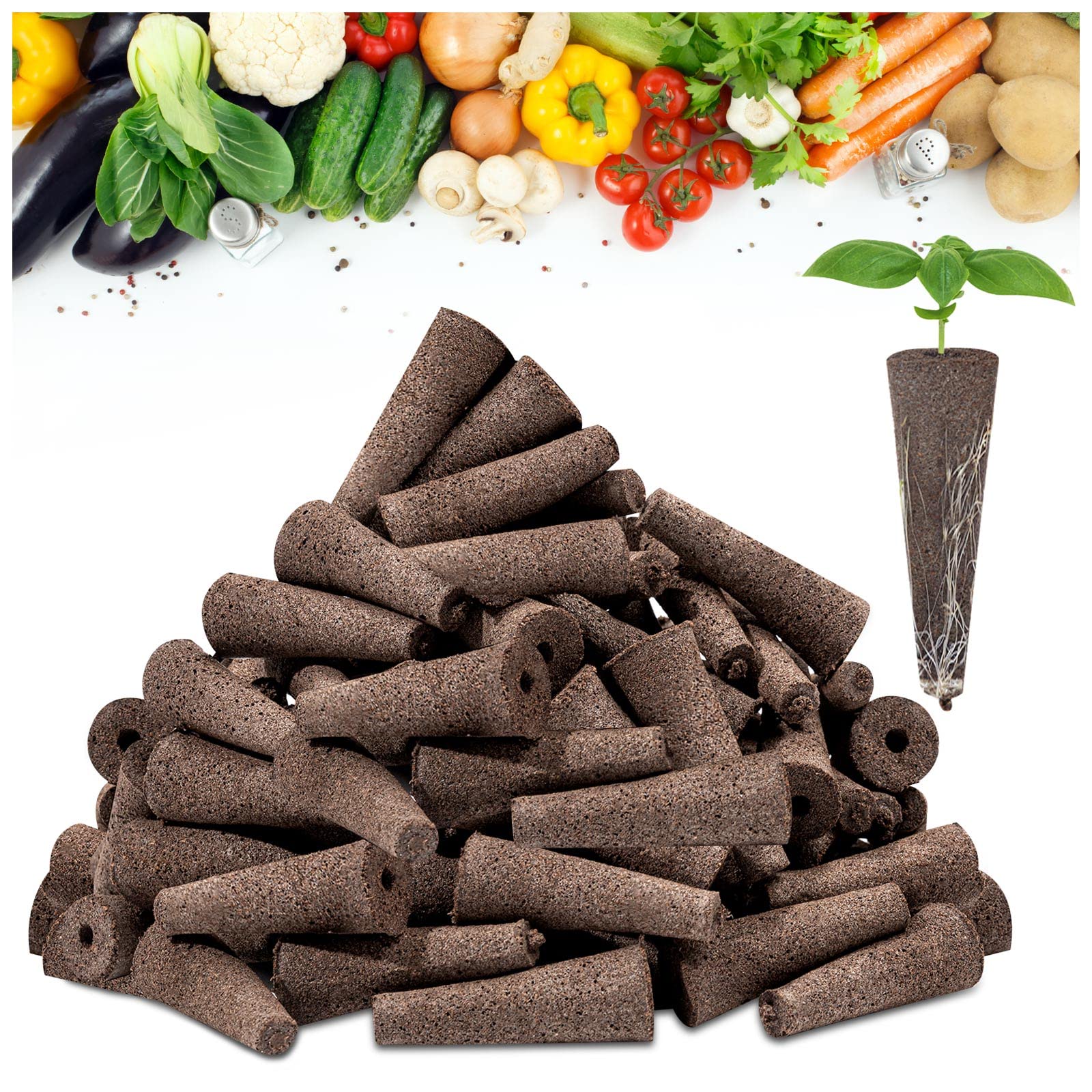 70 Pack Grow Sponges for Hydroponics - Seed Pods Replacement Sponges, Bulk Seed Growth Kit for Indoor Garden System (Brown) | Perfect for Aerogarden, Click & Grow, and DIY Hydroponic Systems