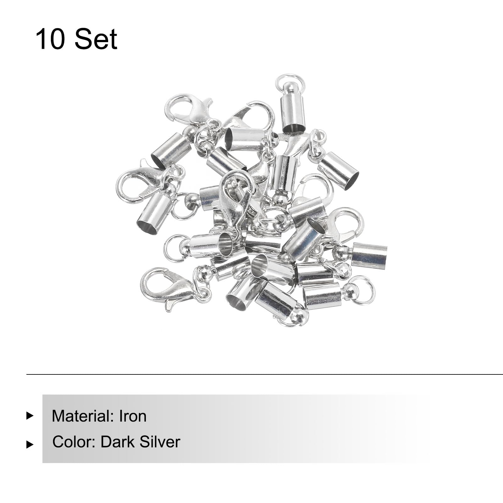 MECCANIXITY 10Pcs 3.5mm Silver Cord End Caps, Barrel Beads Kumihimo End Caps for Leather Ribbon Jewelry Making - DIY Necklace, Bracelet & Craft Supplies - Perfect for Beading, Kumihimo Braiding & Jewelry Design Projects