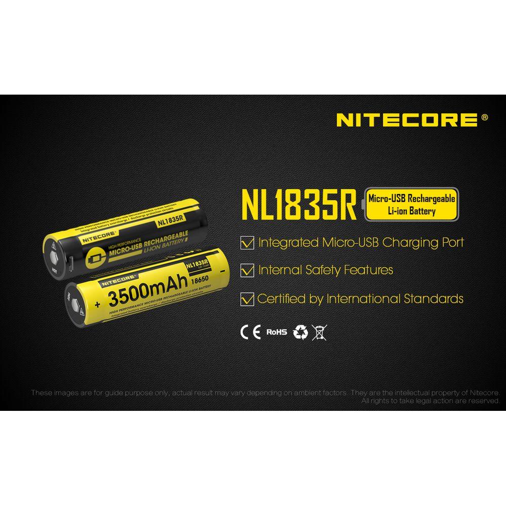 Nitecore NL1835R 3500mAh High Capacity Rechargeable 18650 Battery - Perfect for Flashlights, Vape Mods, and Portable Electronics