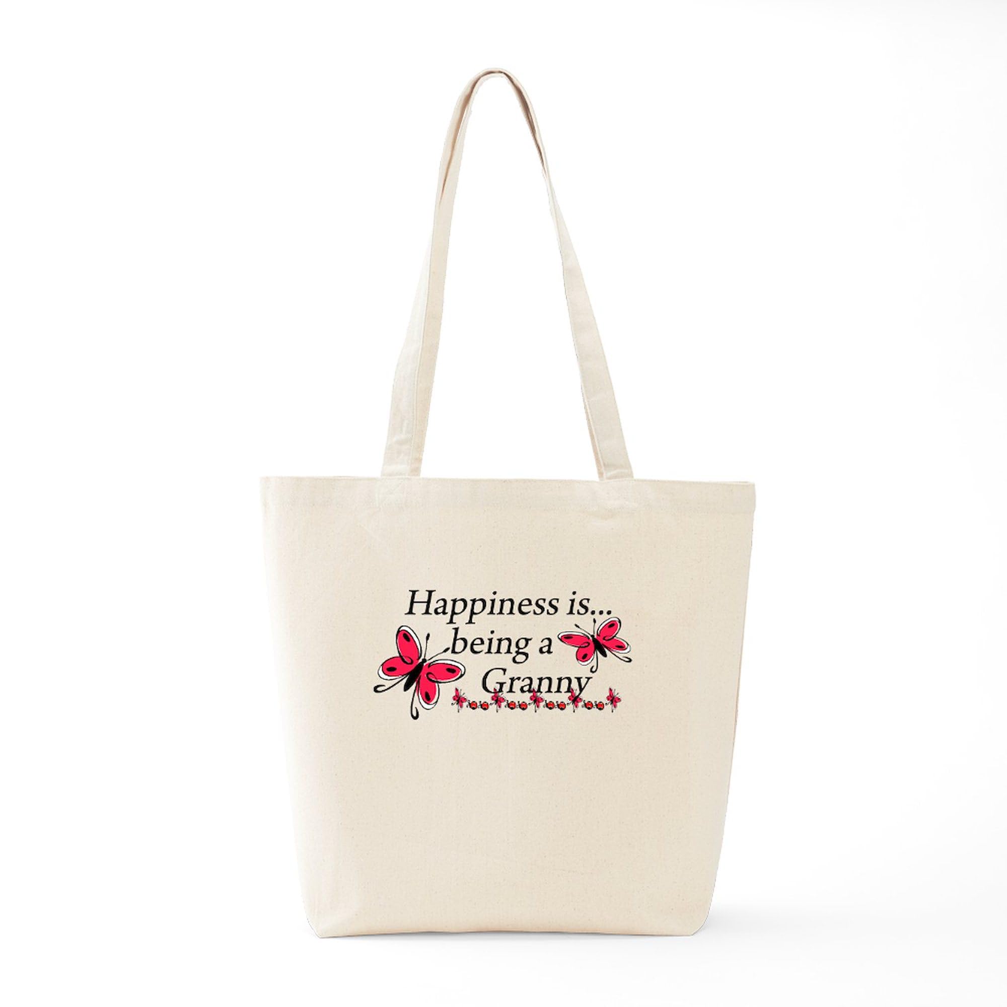 Butterfly 'Being A Granny' Natural Canvas Tote Bag - Reusable Eco-Friendly Shopping Bag for Groceries, Beach & Grandma Gifts