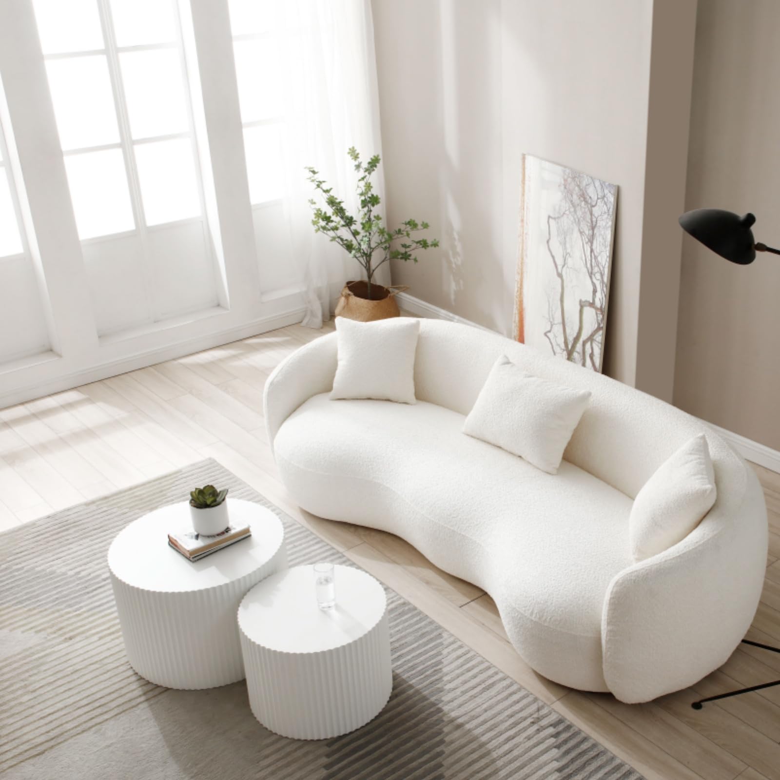 Modern White Round Wooden Coffee Table Set of 2 - Nesting Side & End Tables for Living Room, Bedroom, Office - Space-Saving Accent Furniture for Small Spaces