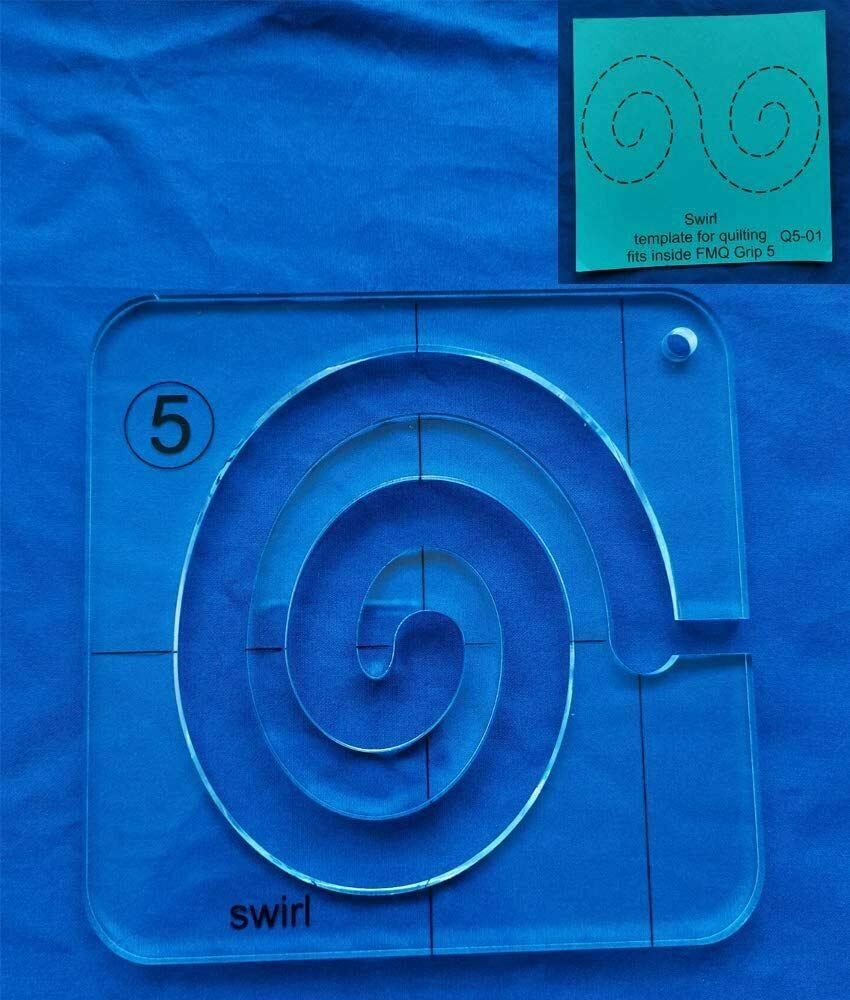 Free Motion Quilting Template Rulers Set Series 5 - Swirl Design for Domestic Sewing Machines with Quilting Frame | Perfect for DIY Quilting, Patchwork & Craft Projects