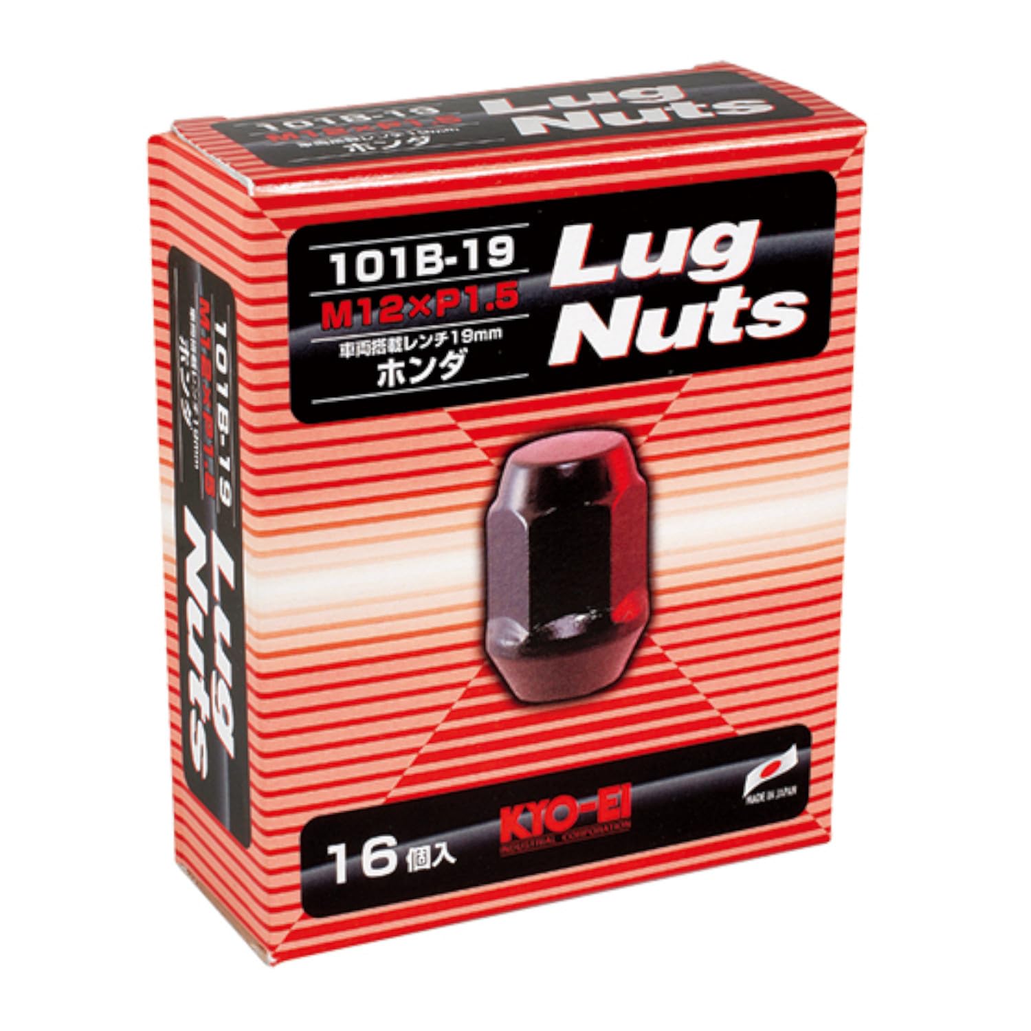 KYO-EI Industry 19HEX M12 x P1.5 Lug Nuts - Set of 16 Pieces - Durable Automotive Wheel Lug Nuts for Trucks, SUVs, and Off-Road Vehicles - Perfect for Wheel Maintenance and Replacement