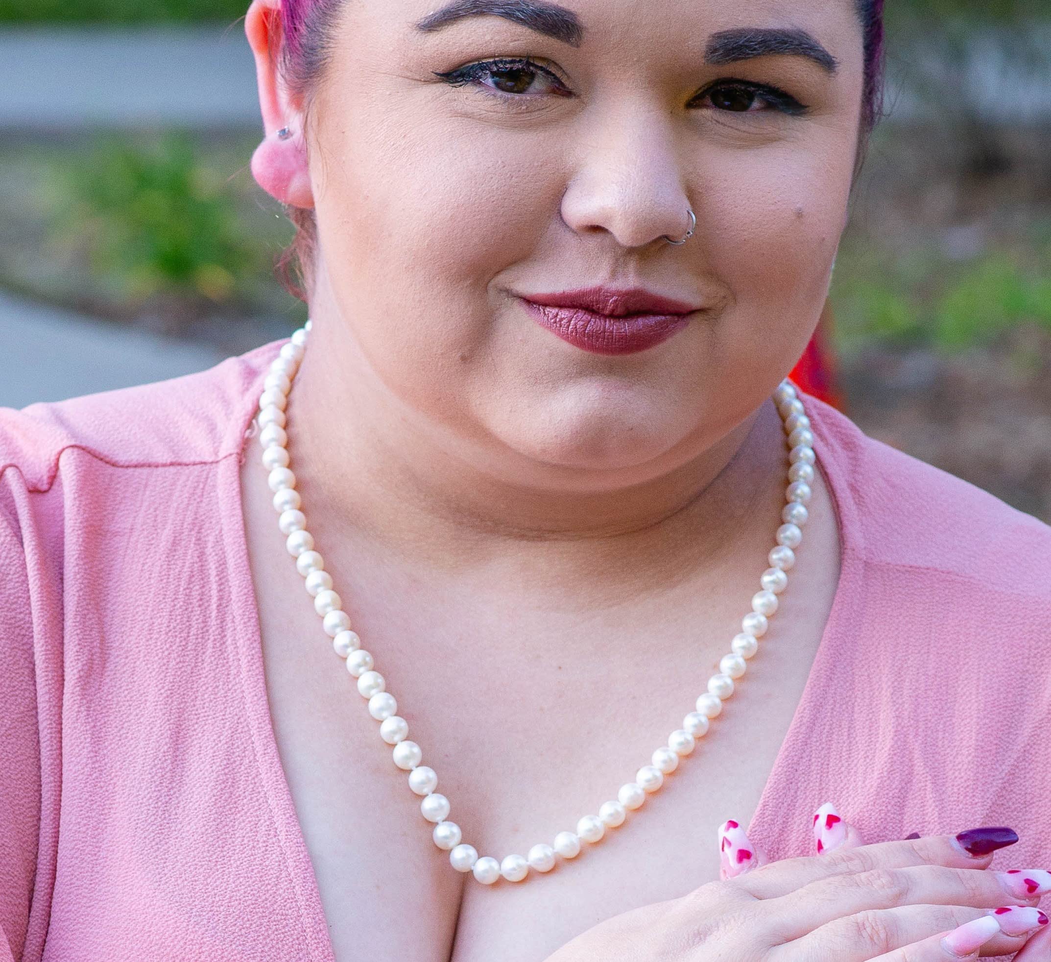 Real Pearl Necklace for Women - Cultured Freshwater Pearls in Sterling Silver for Wedding & Special Occasions