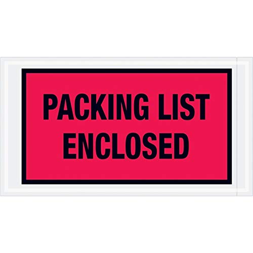 TapePlanet Packing List Enclosed Full Face Colored Envelopes 5.5 x 10 Inches - 1000 Per Case (Red) | Ideal for Shipping, Mailing & Business Documents