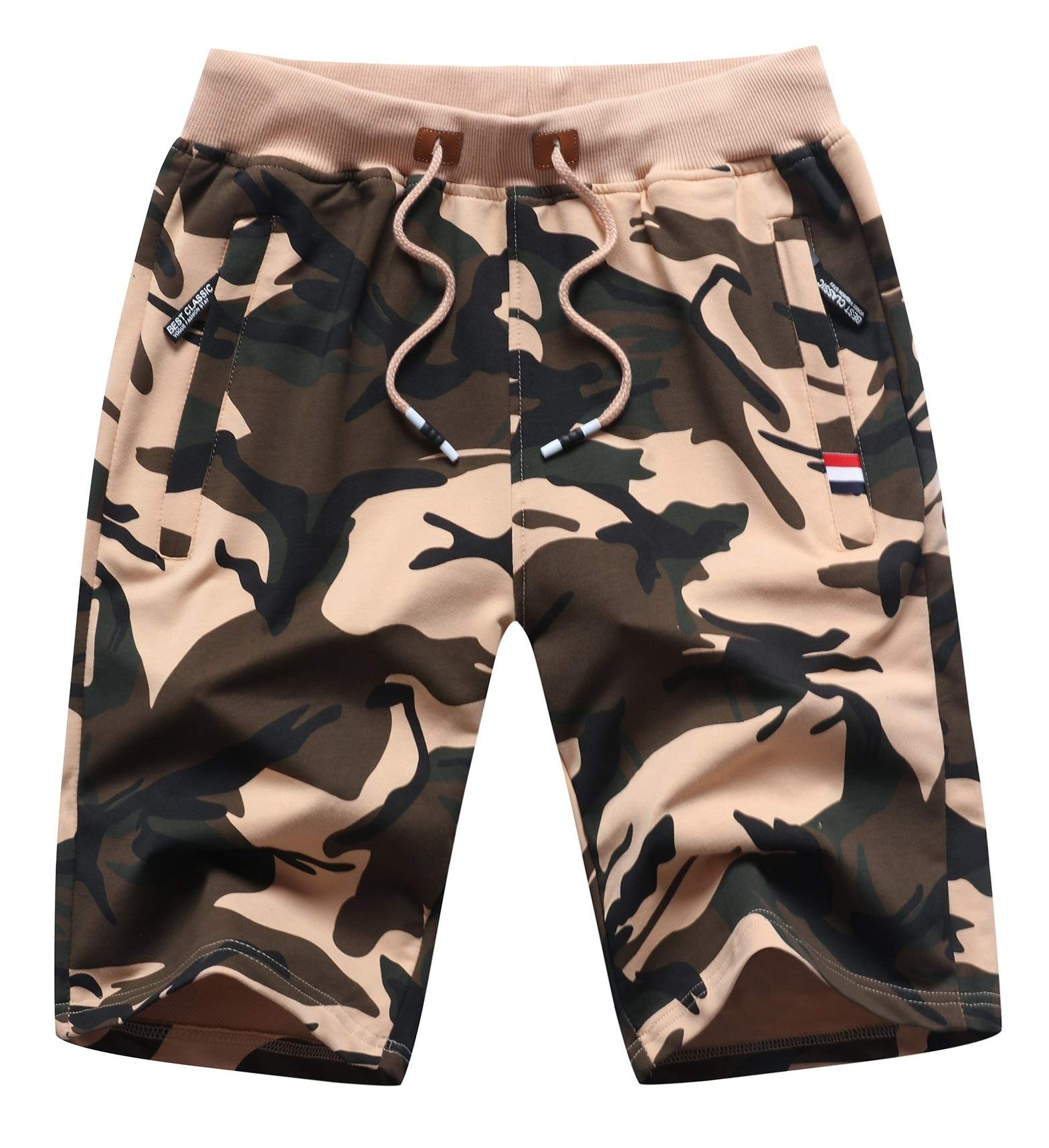 JIEFULL Men's Casual Running Shorts with Zipper Pockets - Lightweight Quick-Dry Jogger Shorts for Gym, Workout & Outdoor Activities