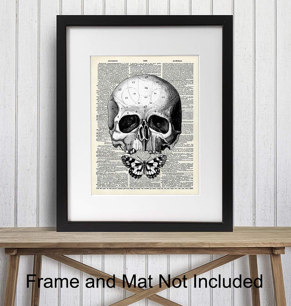 Gothic Skull Wall Art Decor for Goth Living Room & Wicca Gifts