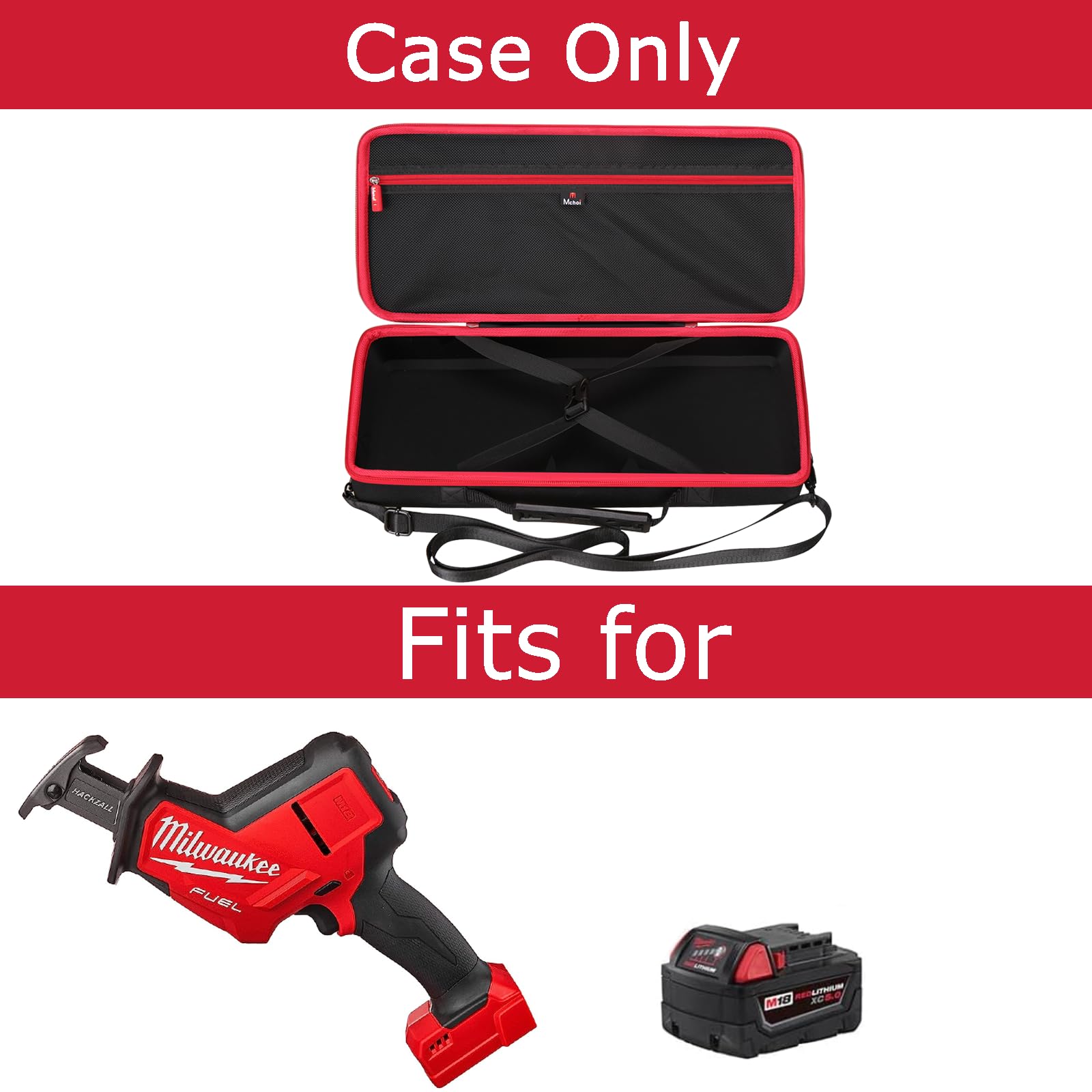 Milwaukee M18 FUEL Hackzall 2719-20 Waterproof Shockproof Hard Case - Durable Protective Storage for Cordless Reciprocating Saw - Ideal for Construction Sites, DIY Projects & Tool Organization