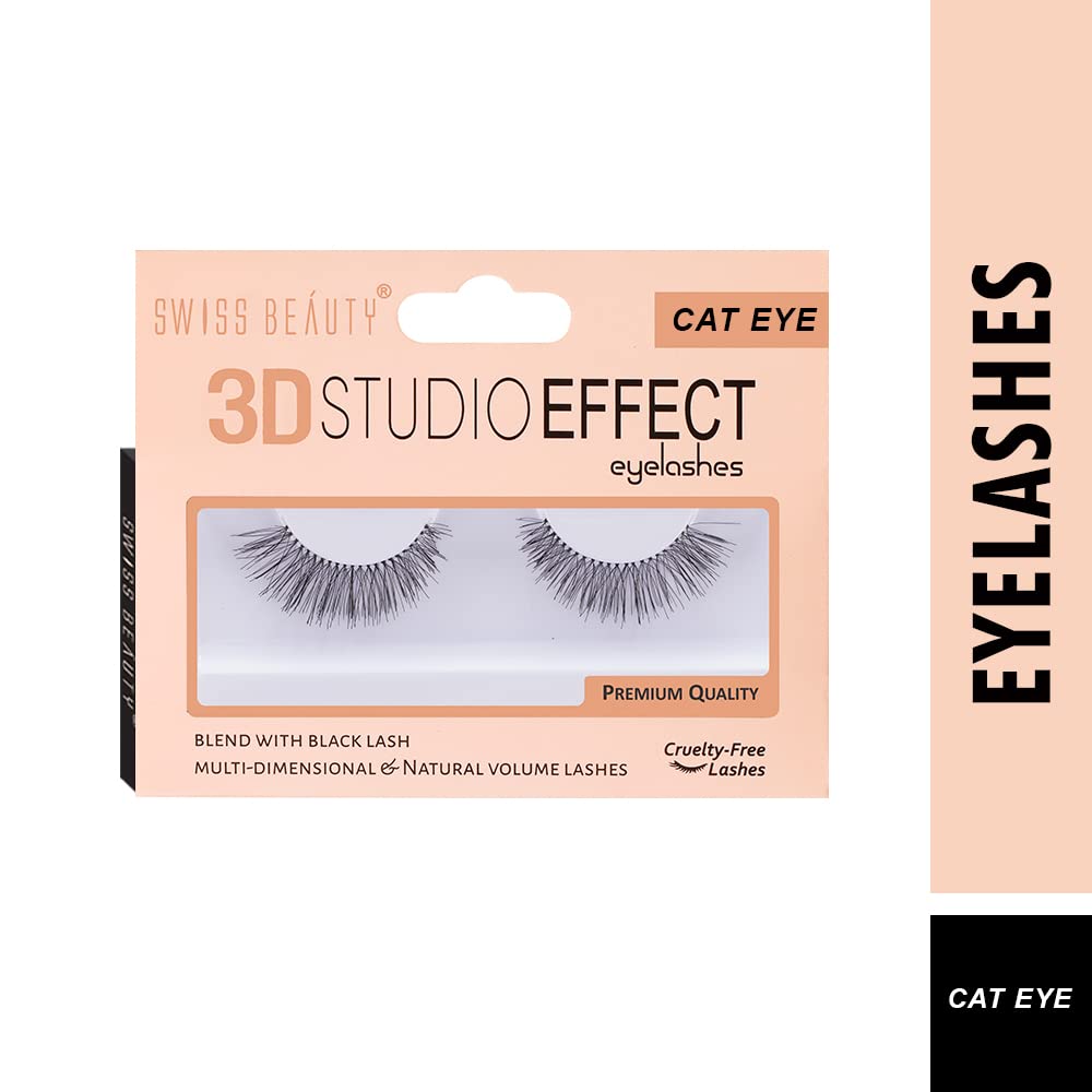 Swiss Beauty 3D Studio Effect False Eyelashes SB-EG-01 - Cat Eye Lashes for Dramatic Volume & Length | Perfect for Parties, Weddings & Special Occasions