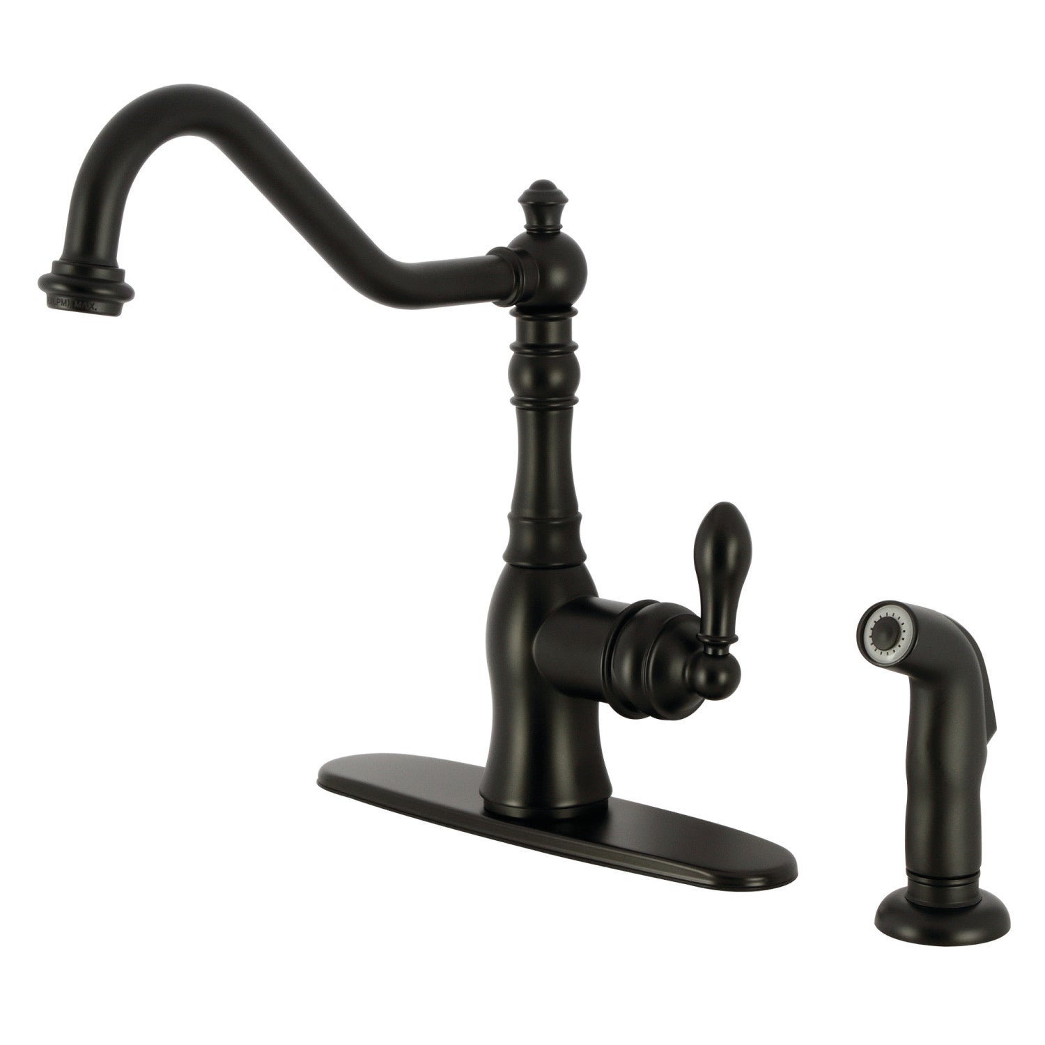 American Classic GSY7700ACLSP Matte Black Single Handle Kitchen Faucet with Pull-Down Sprayer - 2 or 4 Hole Deck Mount for Modern Farmhouse & Commercial Kitchens
