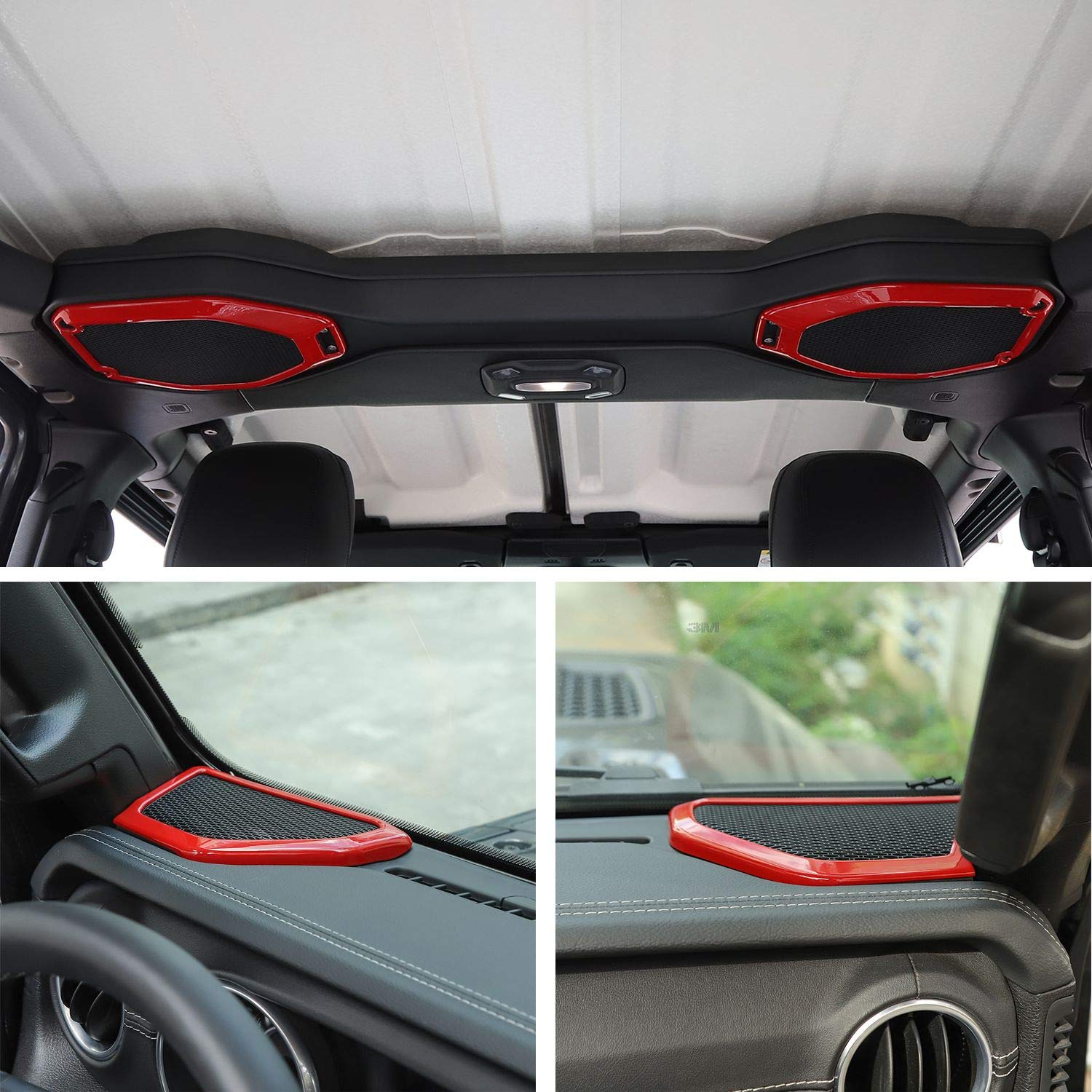 Premium Voodonala ABS Speaker Audio Trim & A Pillar Trim Kit (4-Piece, Red) – Compatible with 2018-2023 Jeep Wrangler JL/JLU & Gladiator JT – Interior Upgrade for Enhanced Sound & Style – Perfect for Off-Road Adventures & Custom Car Audio Systems