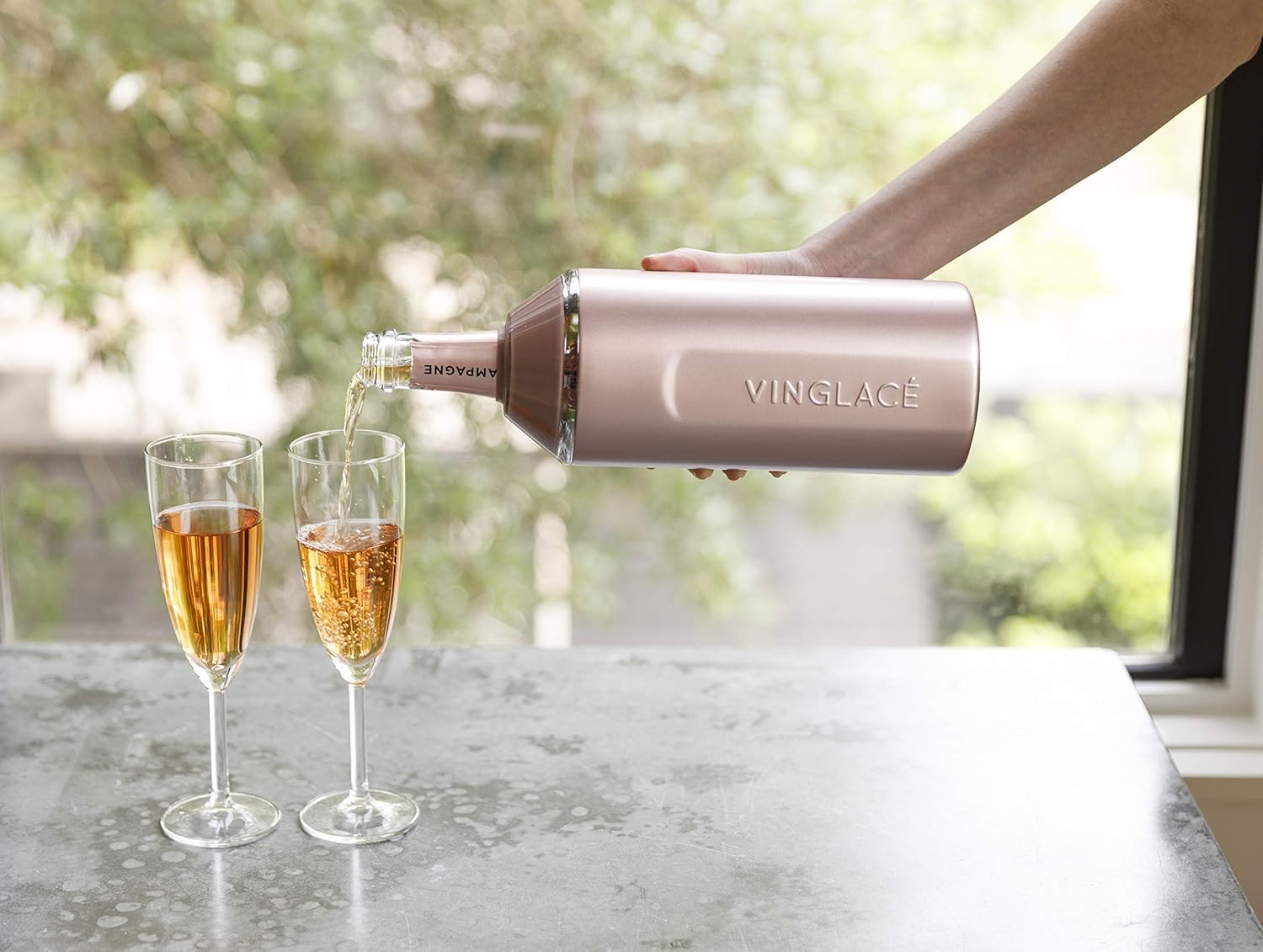 Vinglacé Personalized Wine & Champagne Bottle Chiller - Custom Engraved Gift for Wine Lovers (Rose Gold) | Perfect for Weddings, Anniversaries & Holiday Gifts