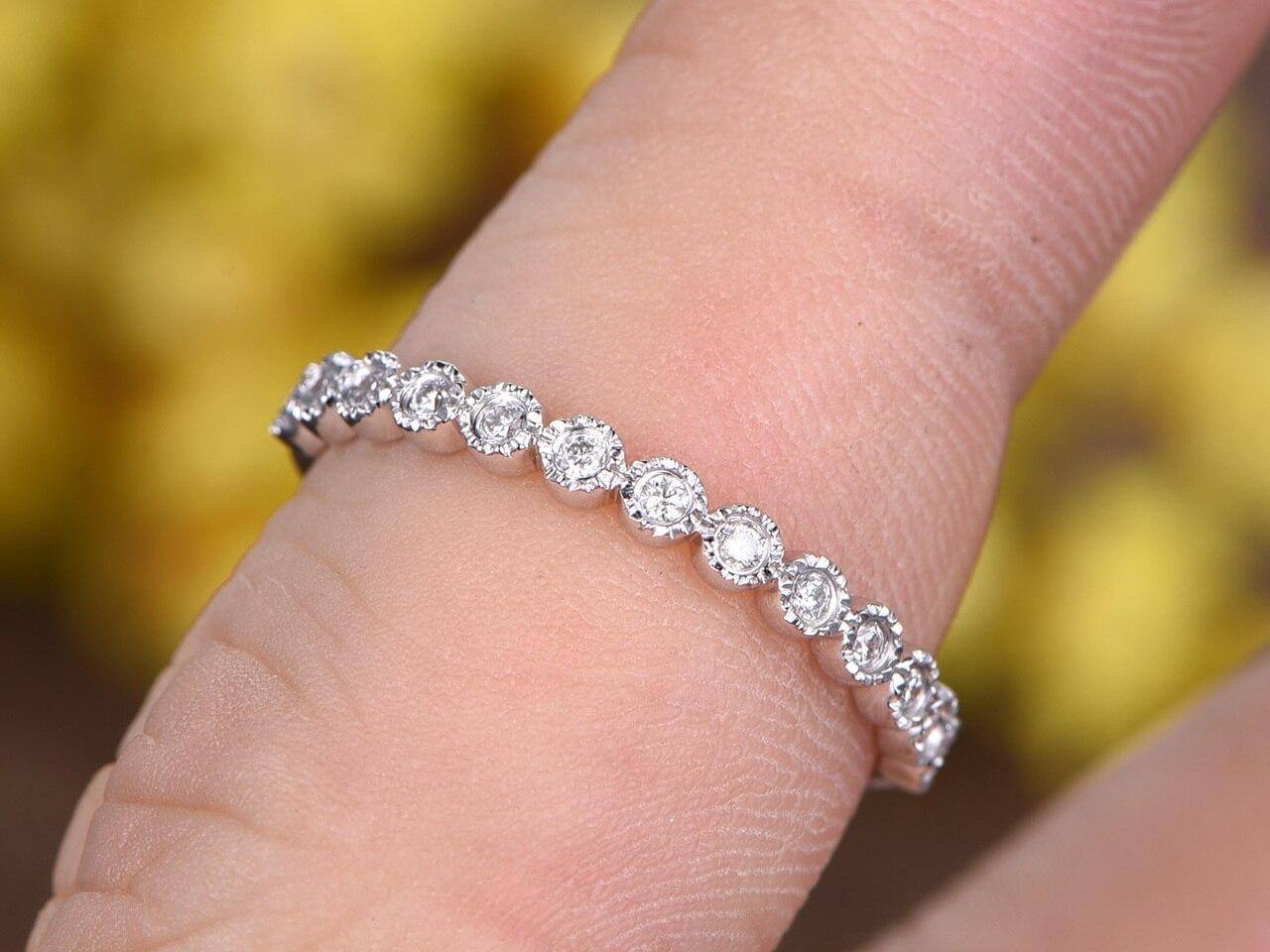 0.25 Carat 10k White Gold Moissanite Wedding Band - Durable Anniversary Ring for Women - Perfect for Engagement, Proposal & Special Occasions