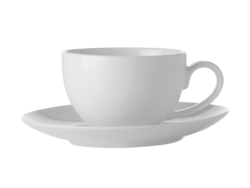 Maxwell & Williams White Basics 100ml Demi Espresso Cup & Saucer Set - Classic White Coffee Cups for Espresso, Cappuccino & Tea - Perfect for Home, Café & Restaurant Use