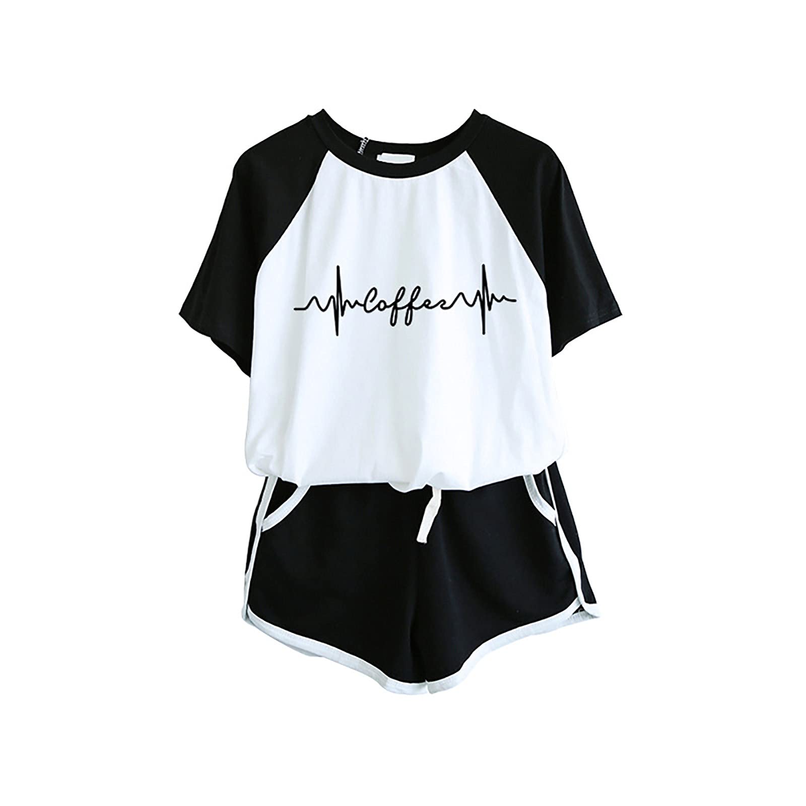 2-Piece Summer Outfits for Women - Casual Printed Lounge Sets with Short Sleeve Crewneck T-Shirt & Shorts | Perfect for Home, Vacation & Outdoor Activities