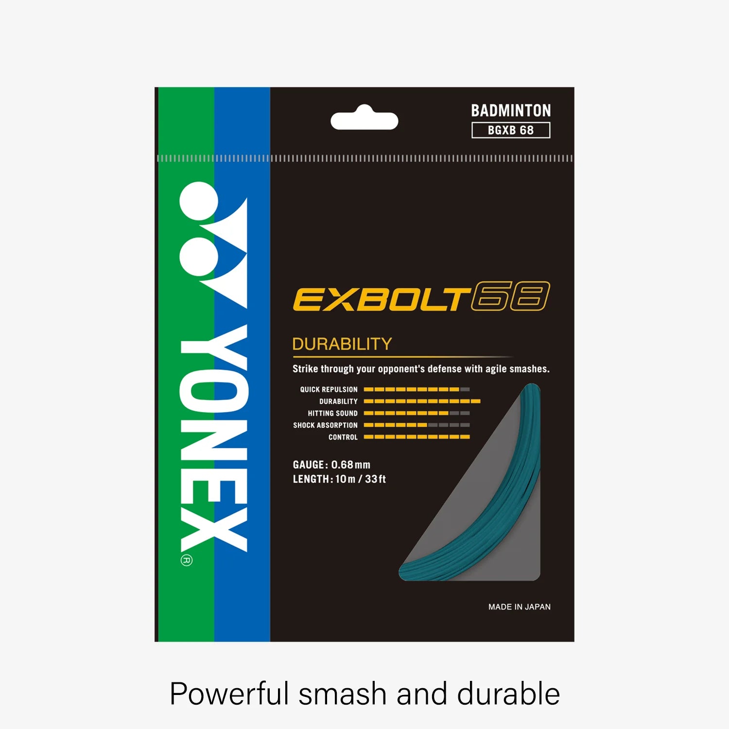 Yonex Exbolt 68 Badminton String (10MM) - High Performance Badminton Racket String for Competitive Play & Training